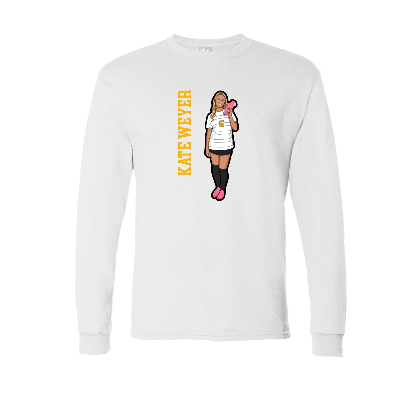 Long Sleeve Tee — Name Vertical in White