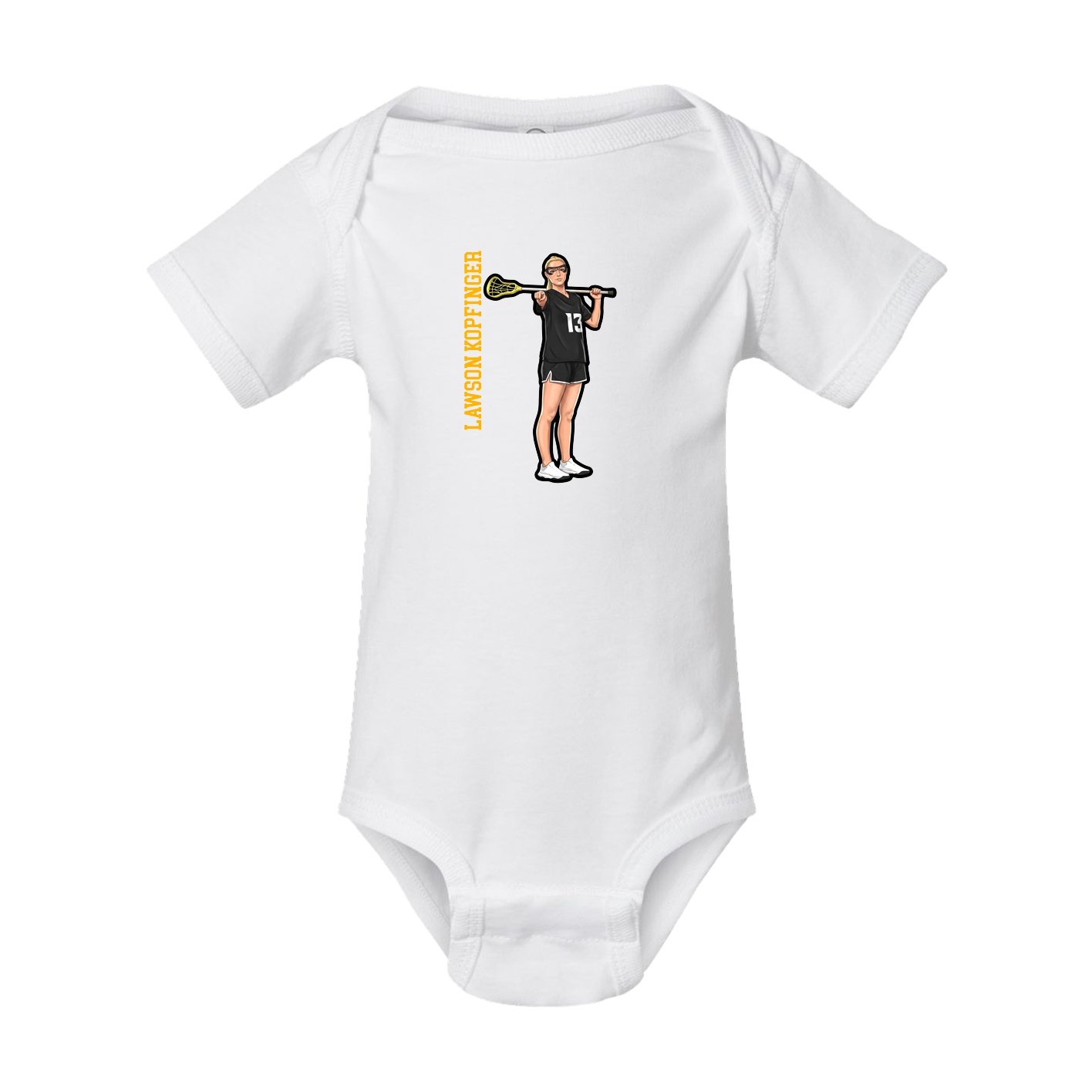 Baby Onesie — Name Vertical in White