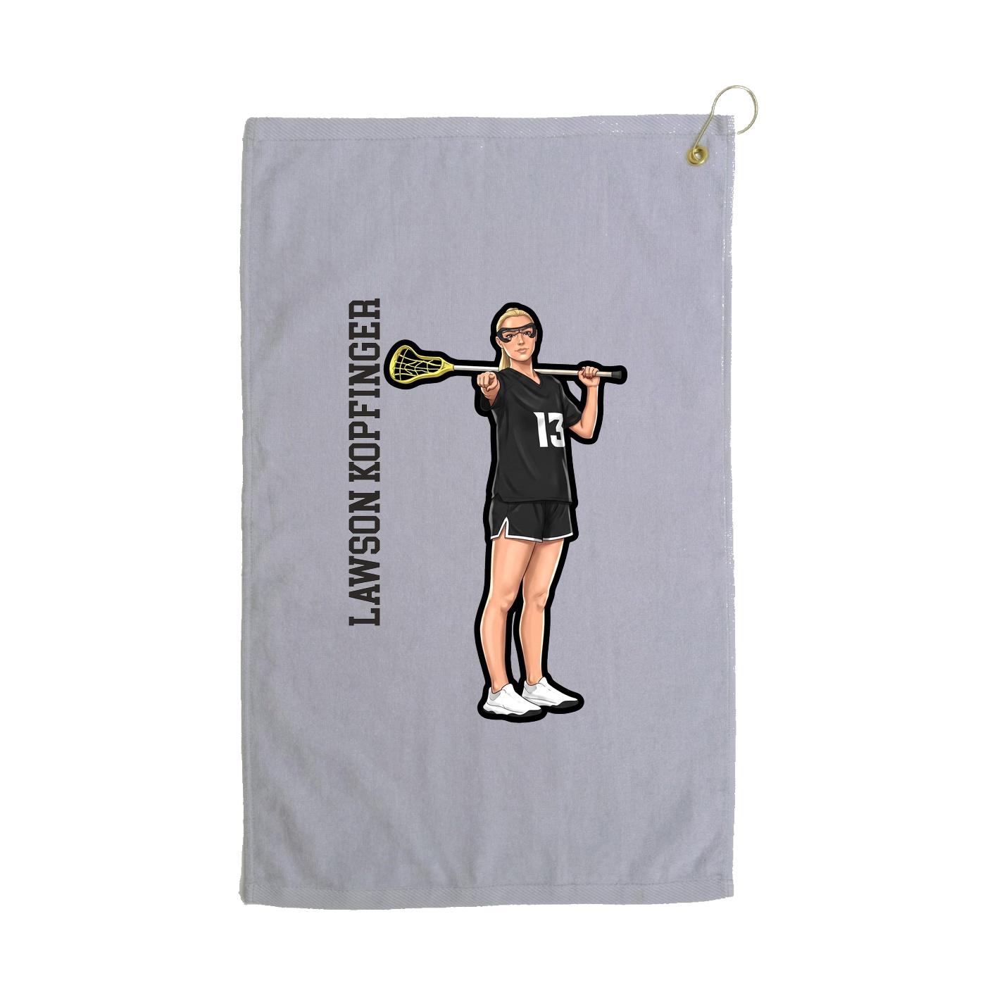 Golf Towel — Name Vertical in Grey