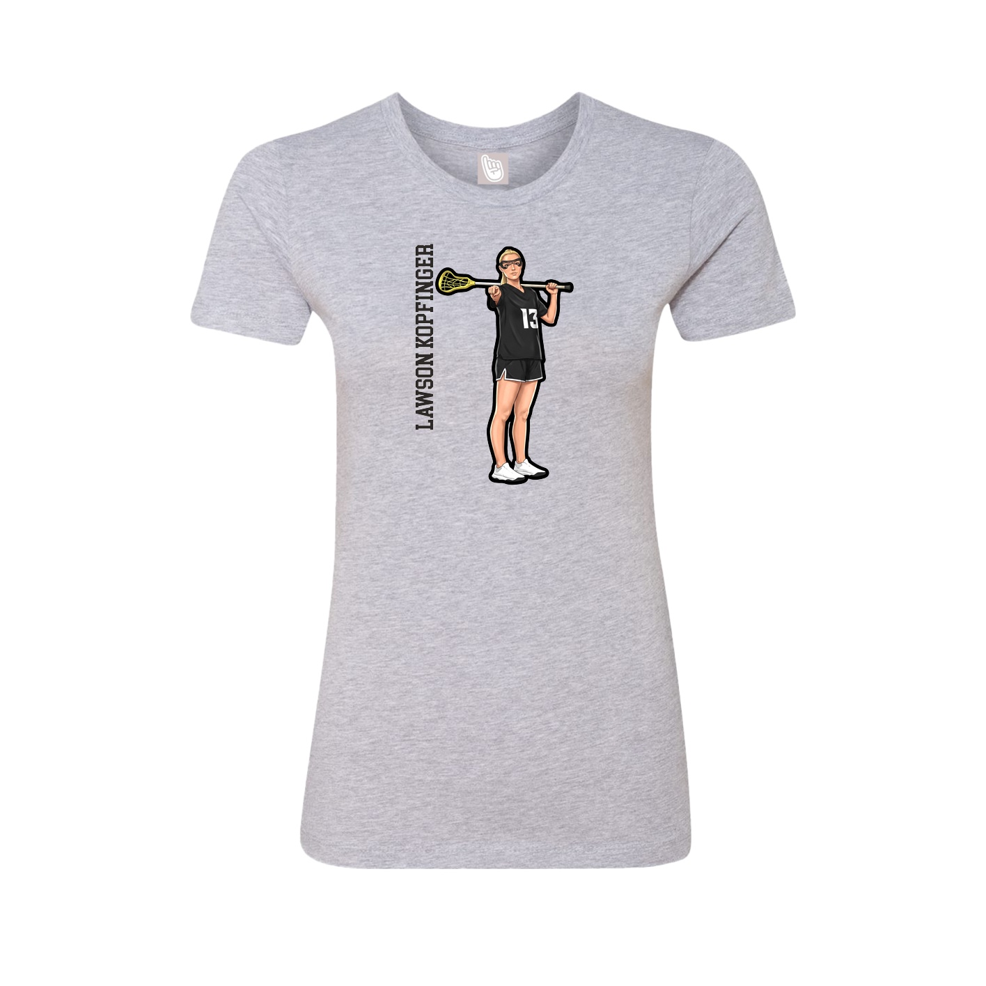 Fitted Women's Tee — Name Vertical in Grey