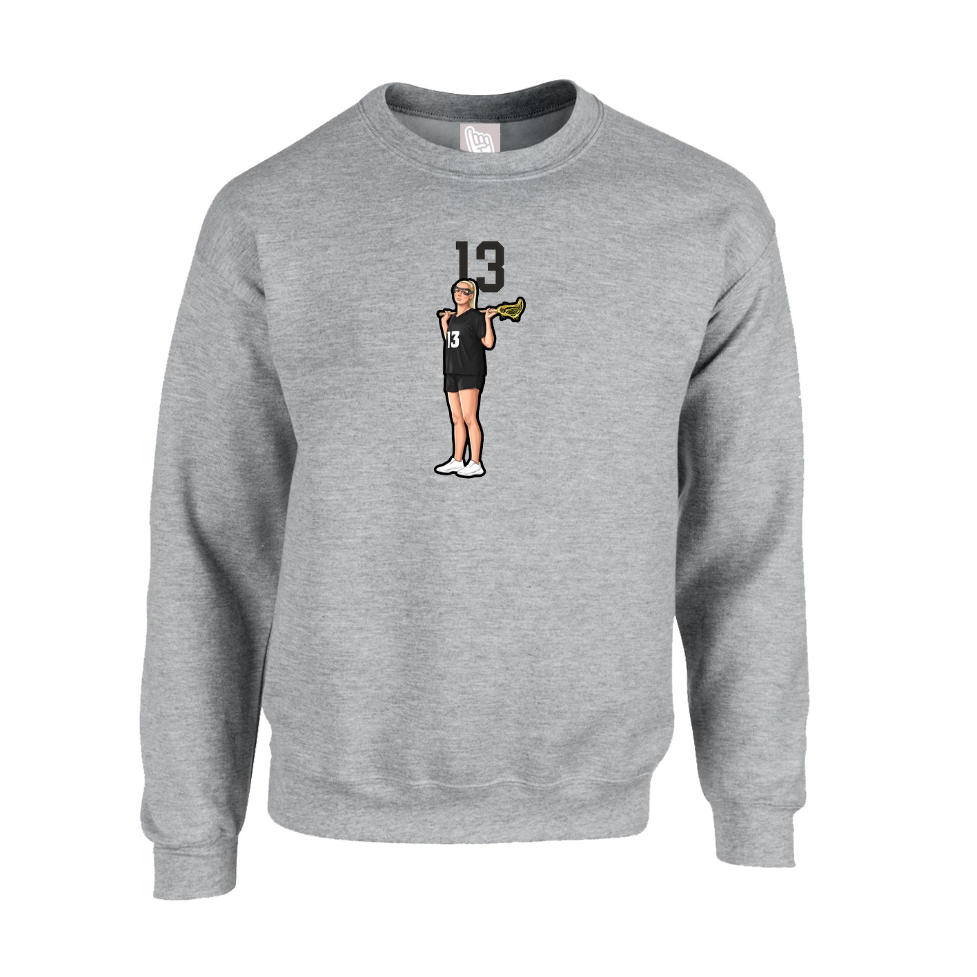 Fleece Crew — Number Top in Grey
