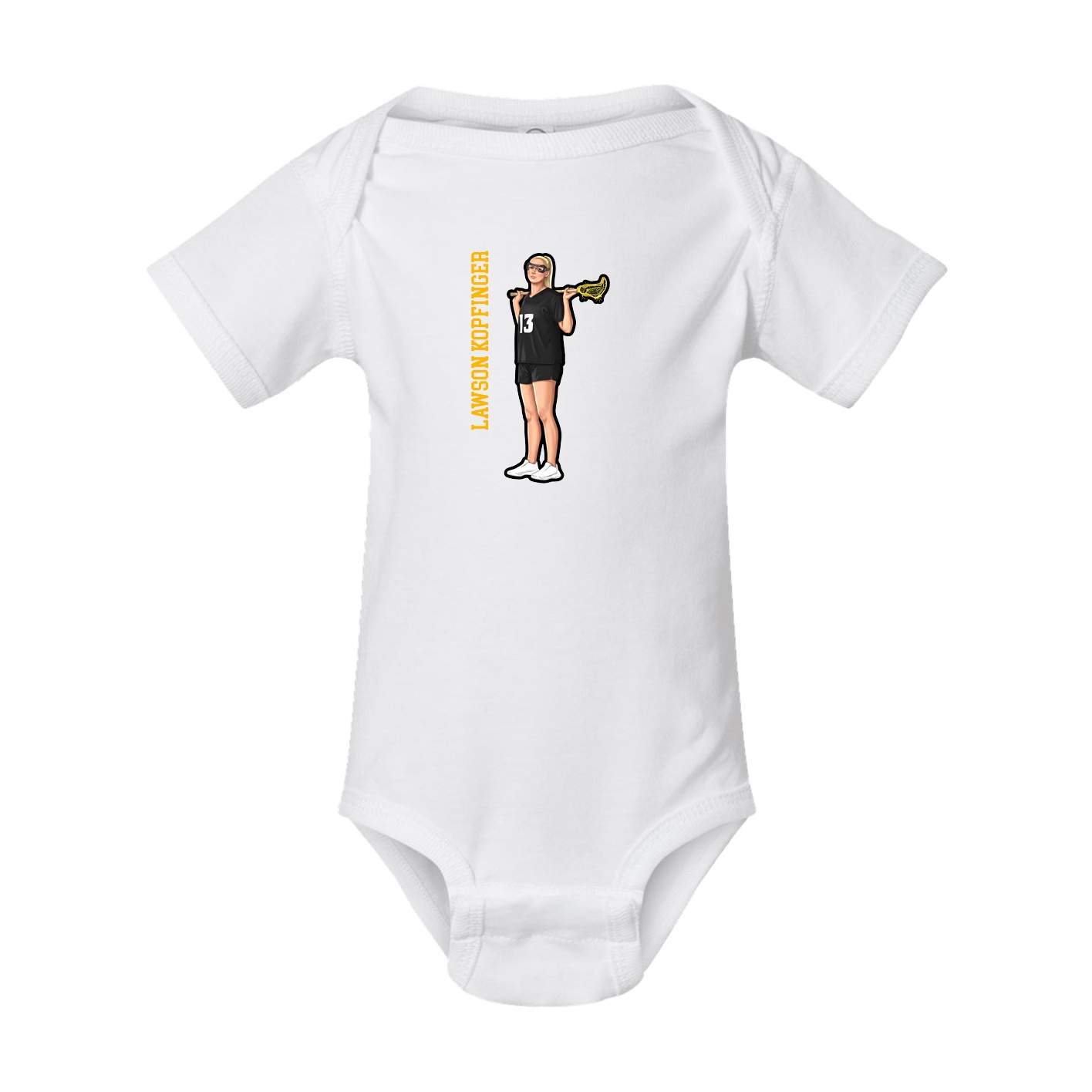Baby Onesie — Name Vertical in White