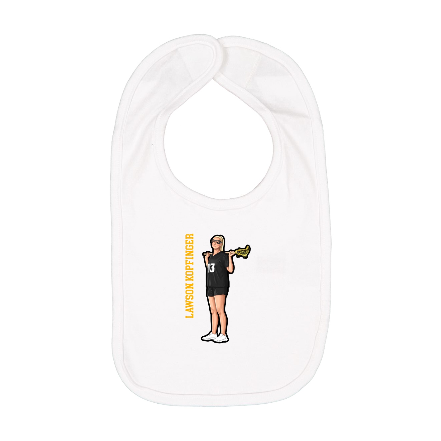 Infant Bib — Name Vertical in White