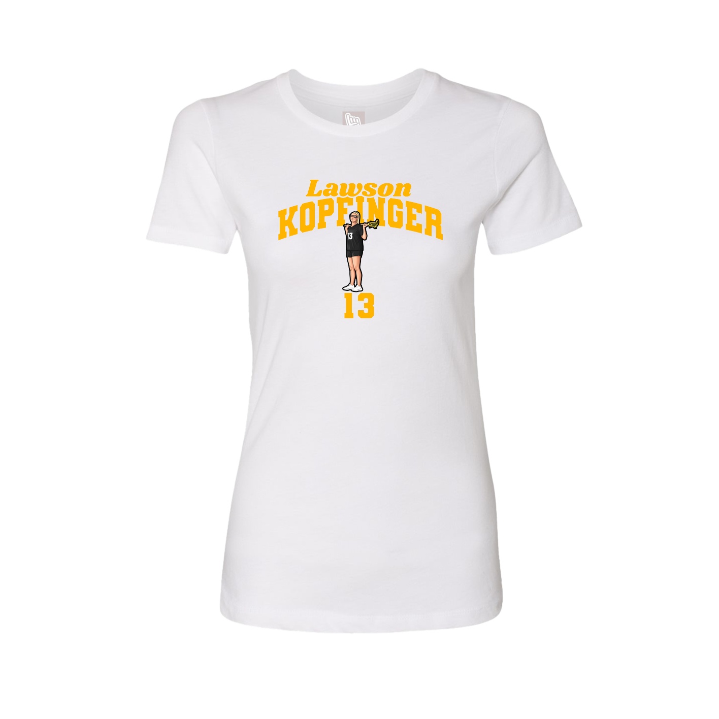 Fitted Women's Tee — Signature Arch in White