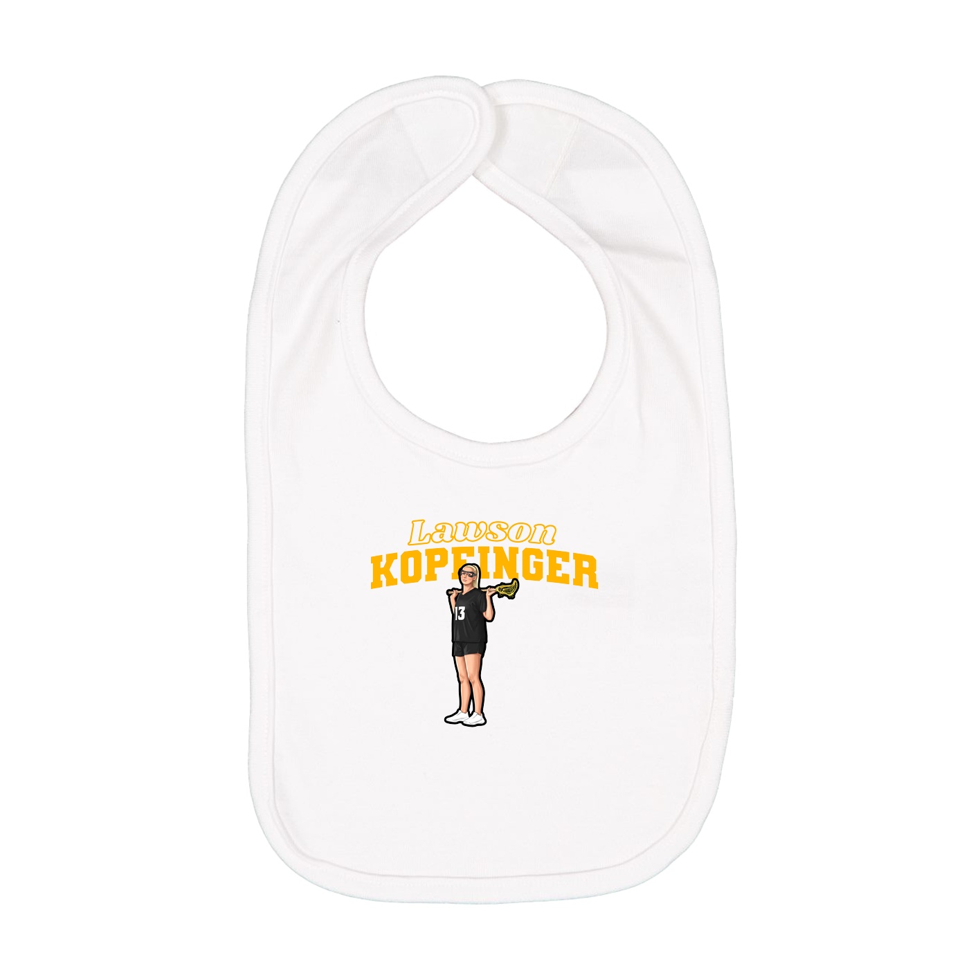 Infant Bib — Name Arch in White