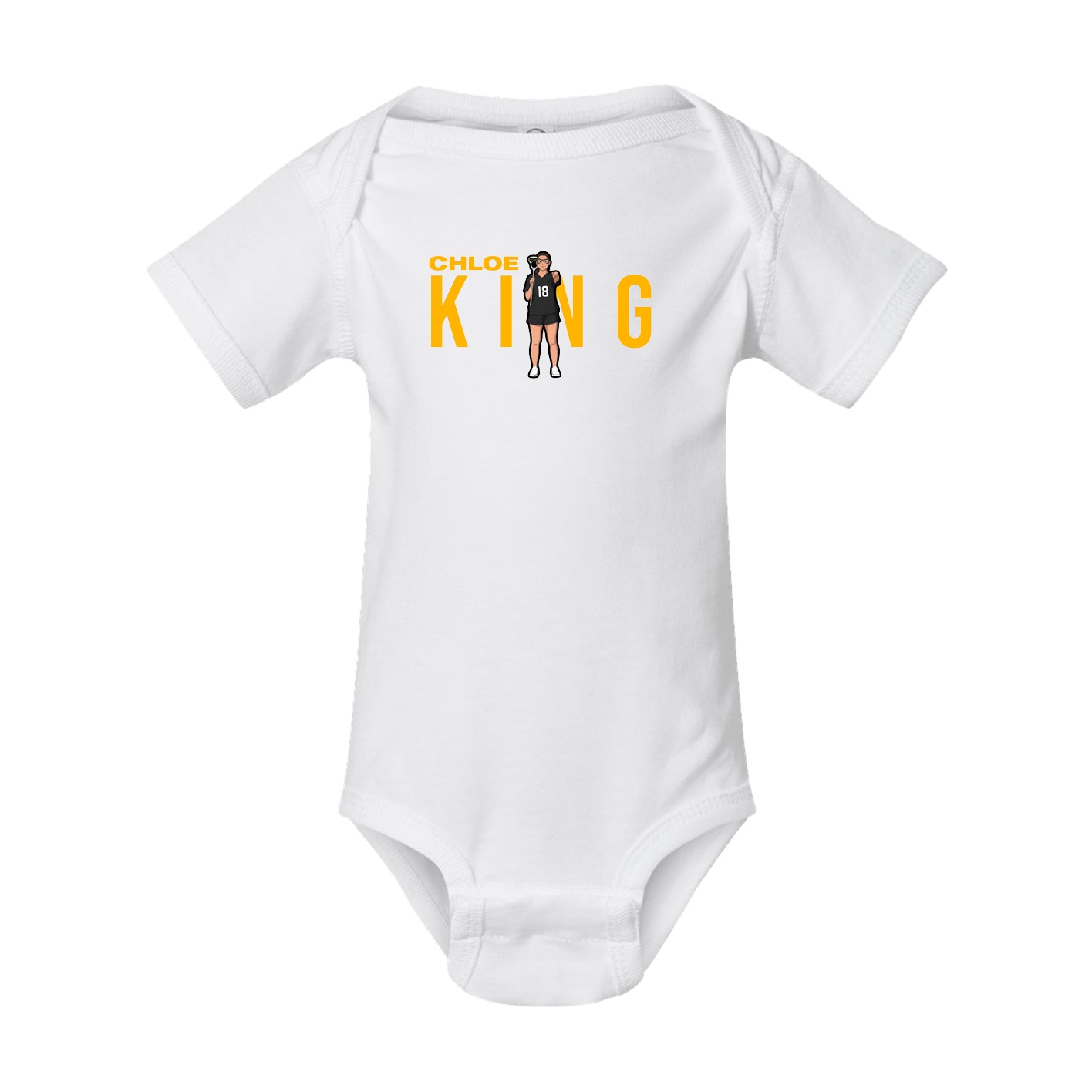 Baby Onesie — Player Name in White