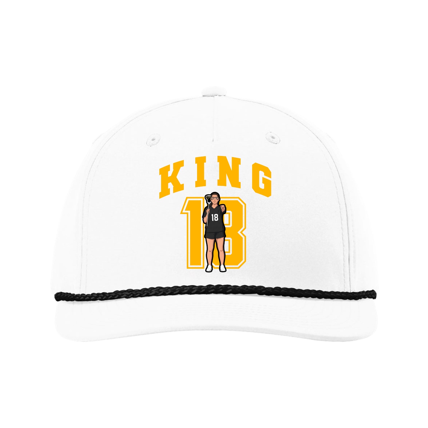 Five-Panel Classic Rope Cap — Number in White