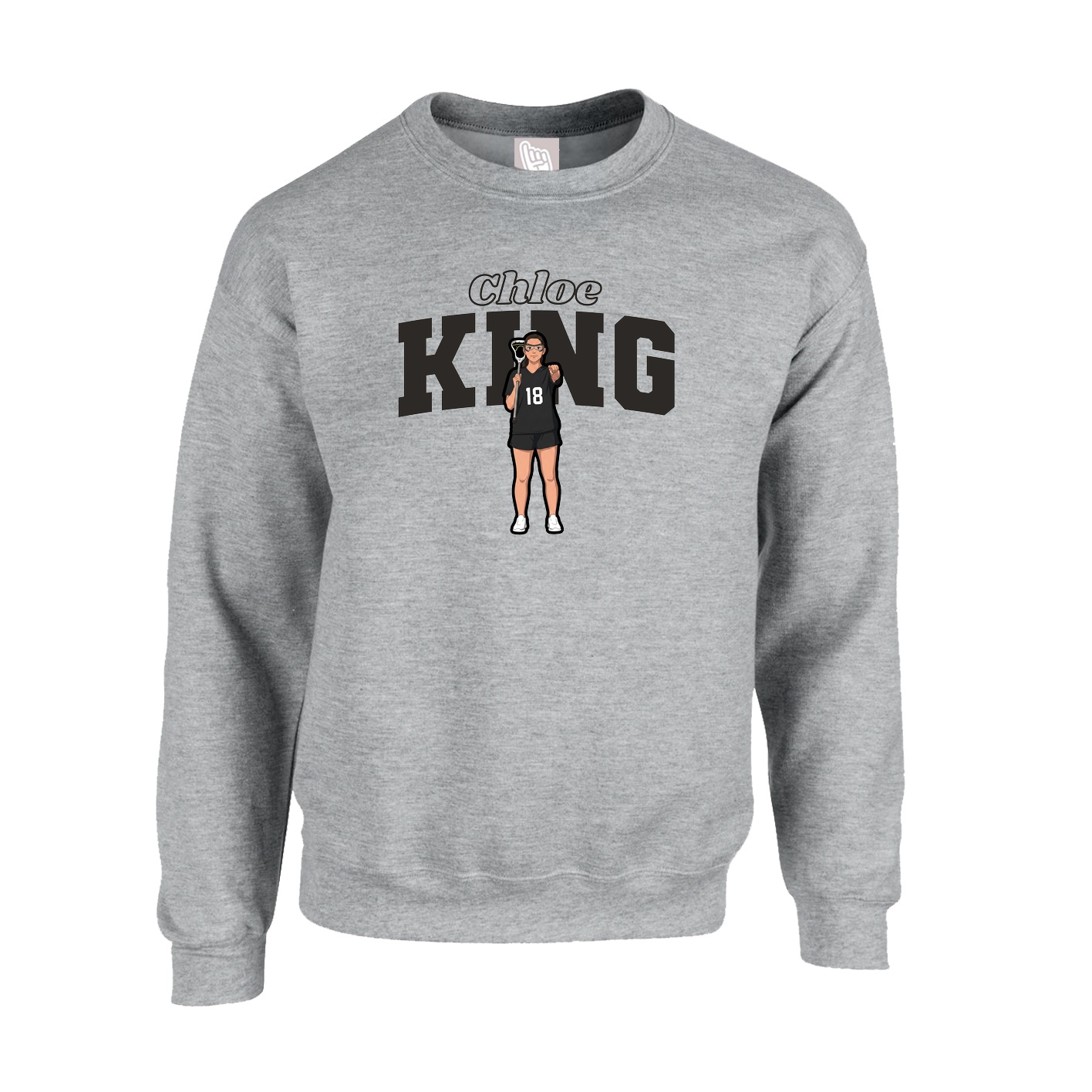 Fleece Crew — Name Arch in Grey