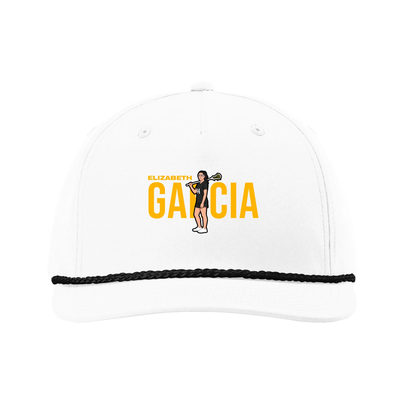 Five-Panel Classic Rope Cap — Player Name in White