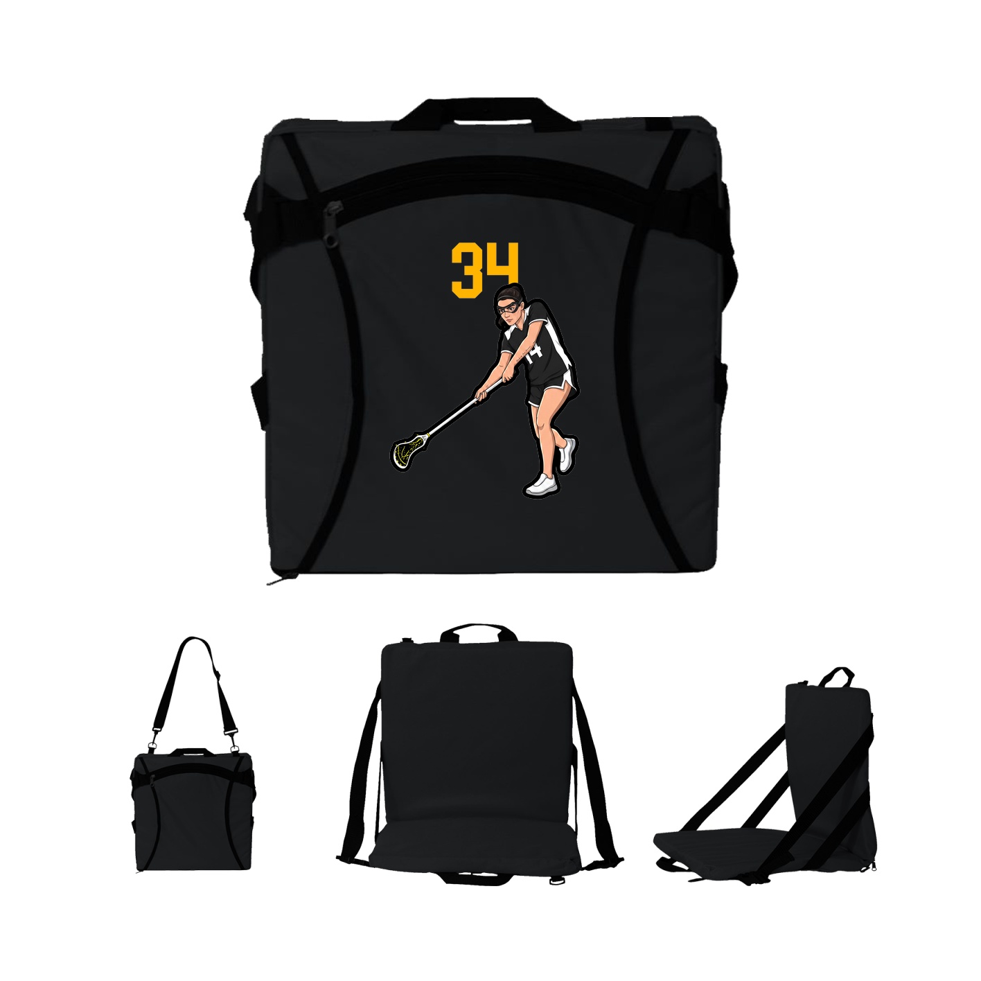 Folding Stadium Seat — Number Top in Black