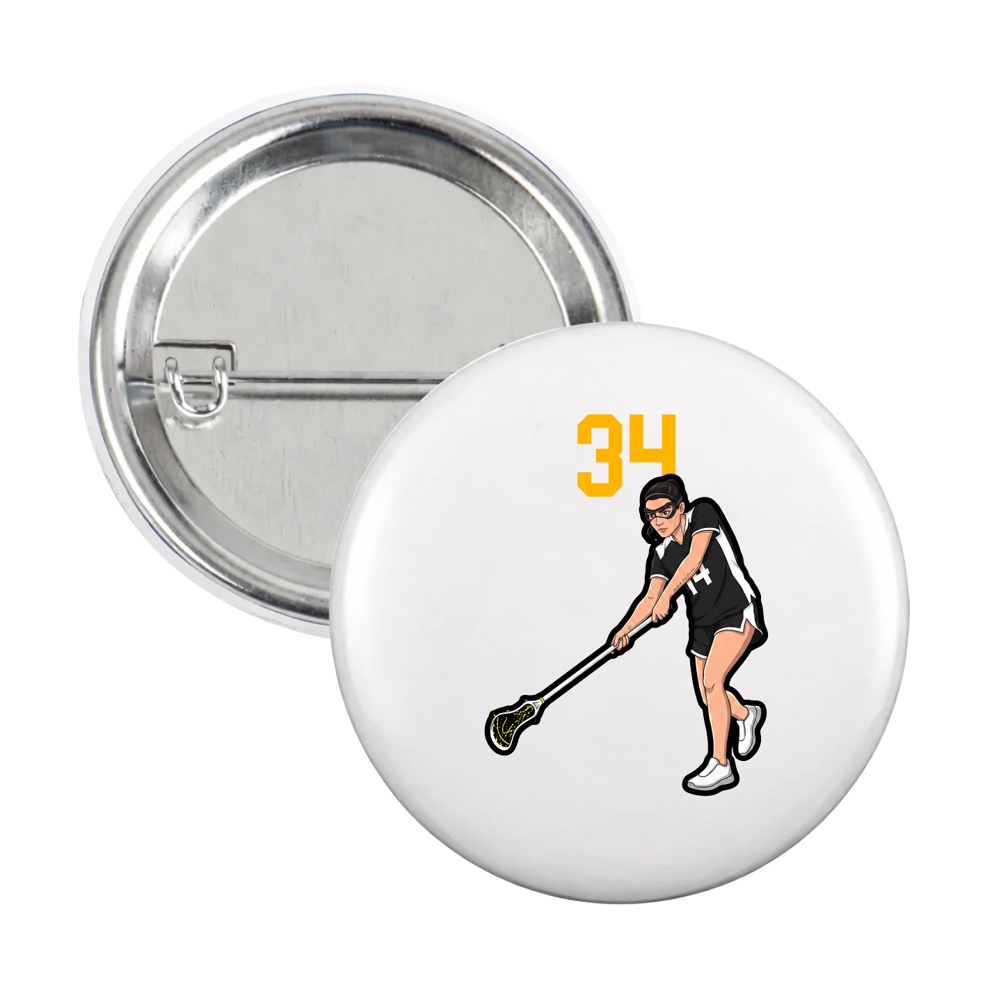 Game Day Button — Number Top in White