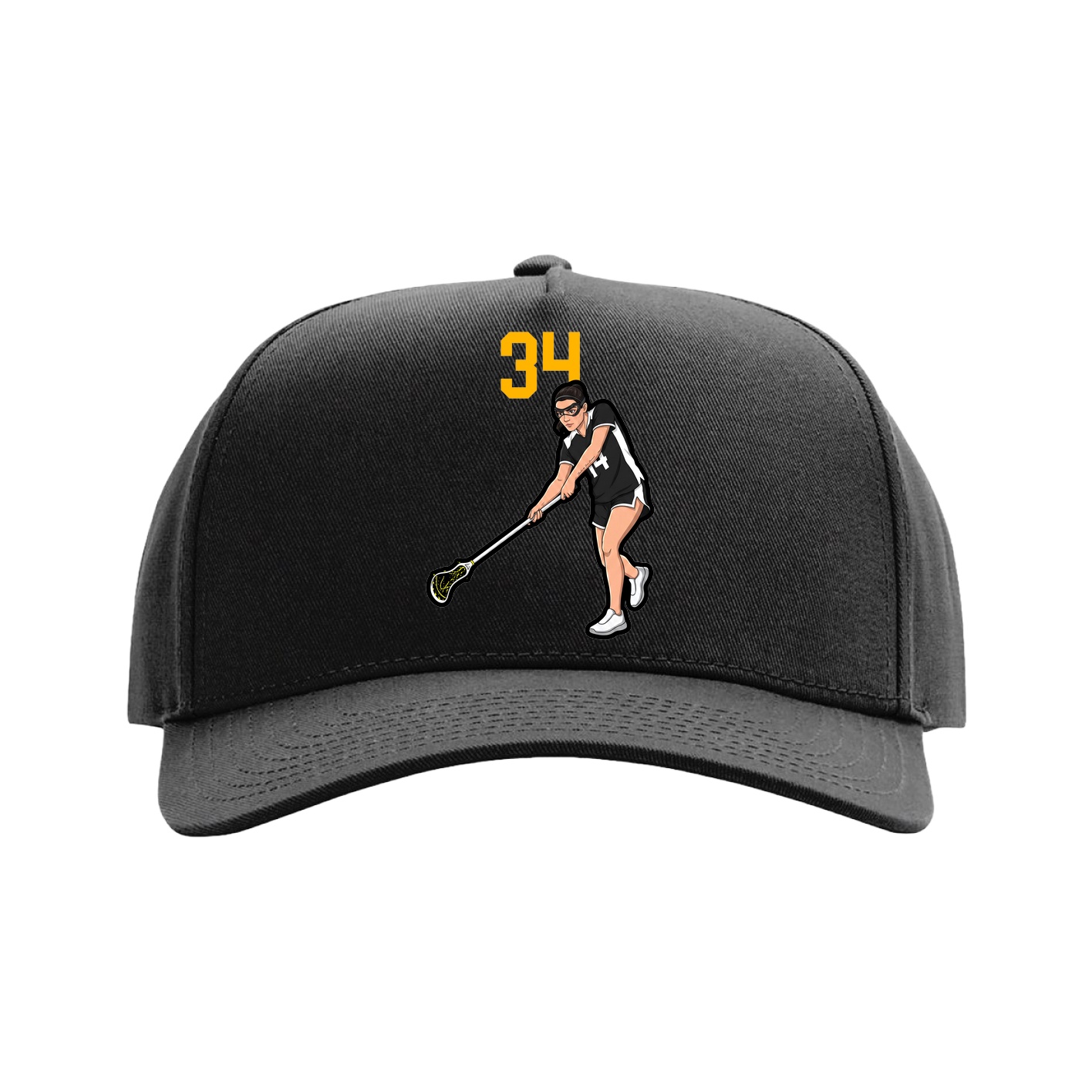 Full Fabric Five-Panel Champ Cap — Number Top in Black