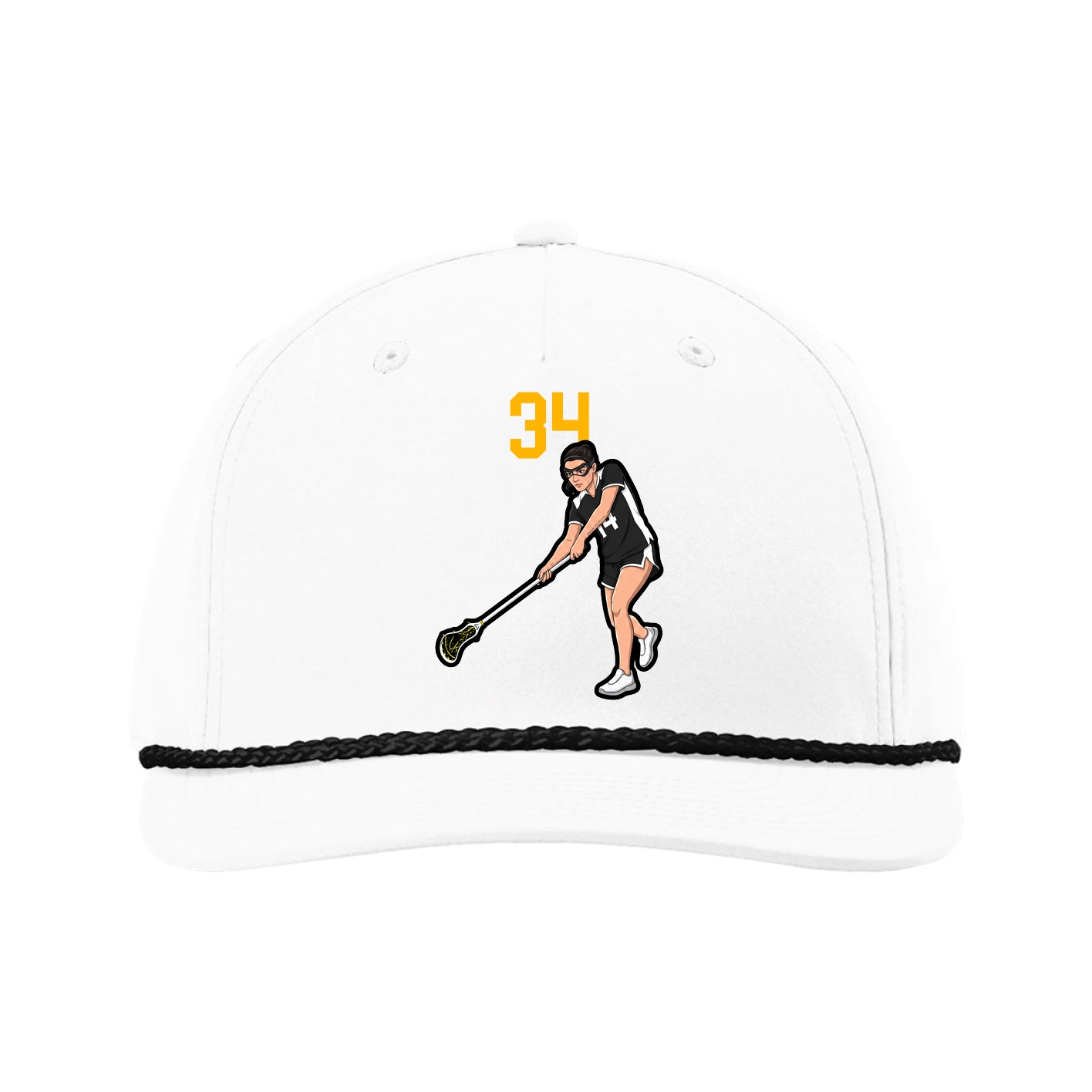 Five-Panel Classic Rope Cap — Number Top in White