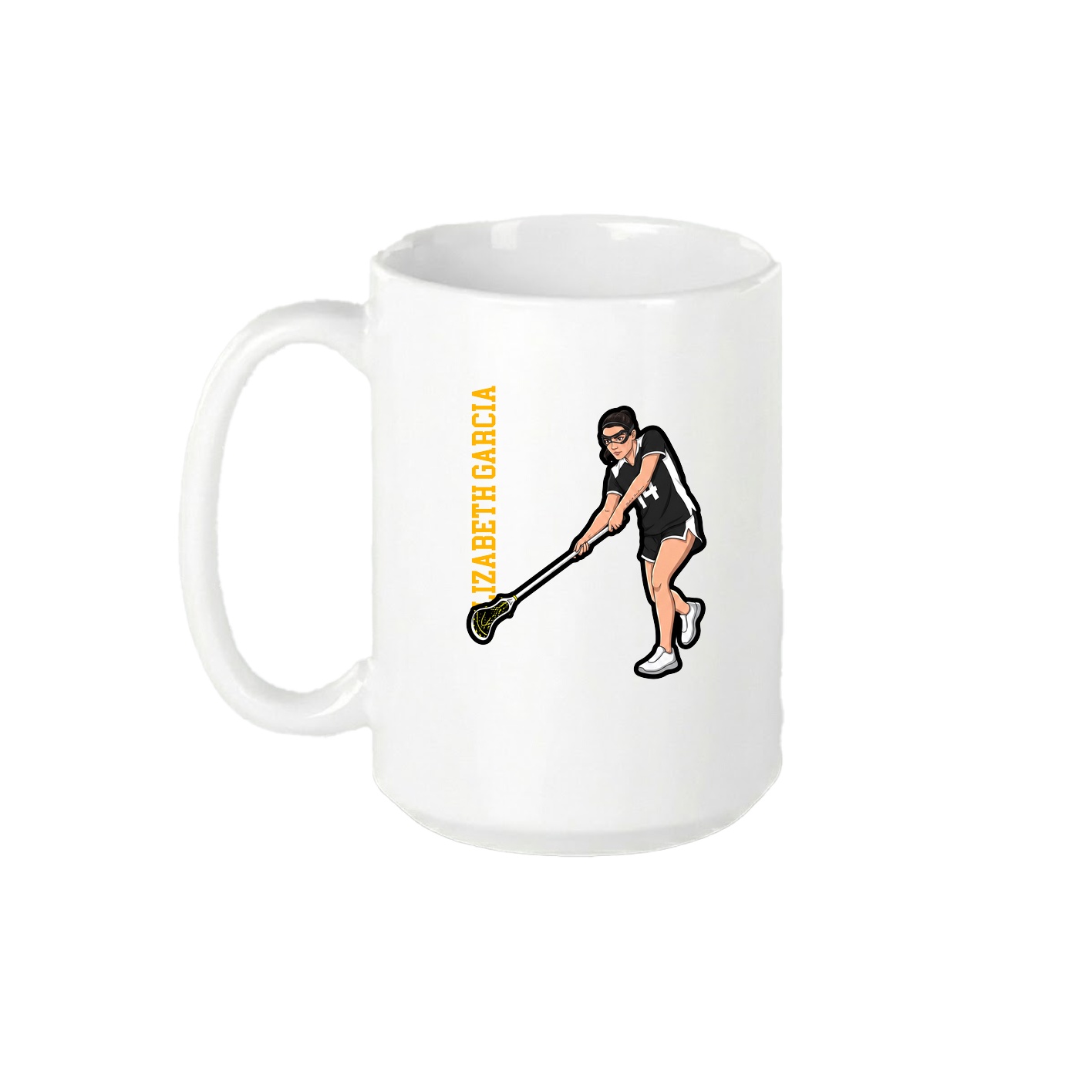 15oz Coffee Mug — Name Vertical in White