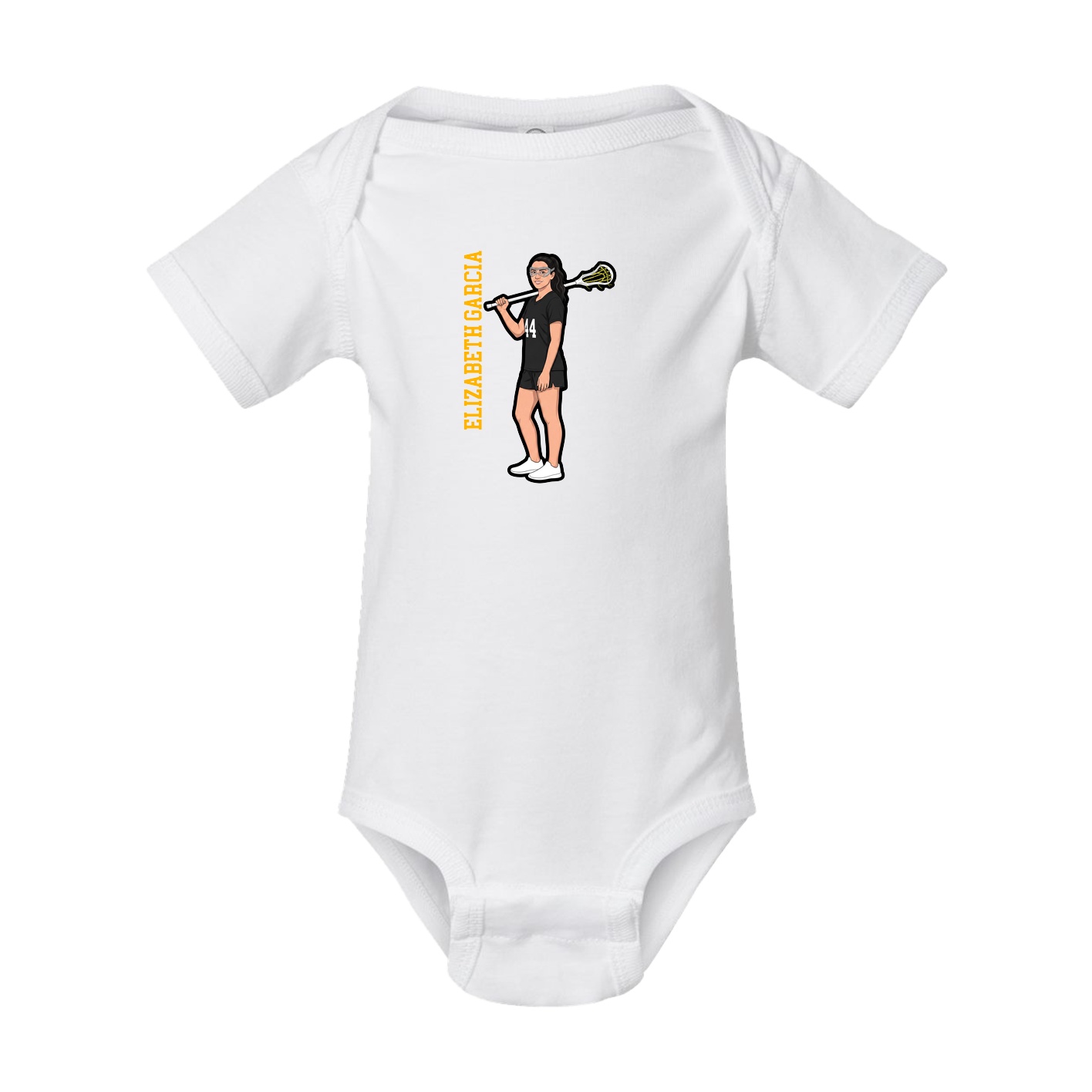 Baby Onesie — Name Vertical in White