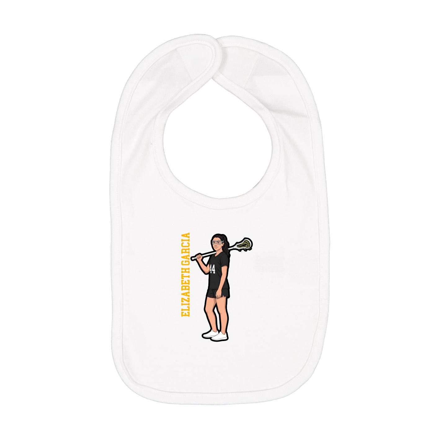 Infant Bib — Name Vertical in White