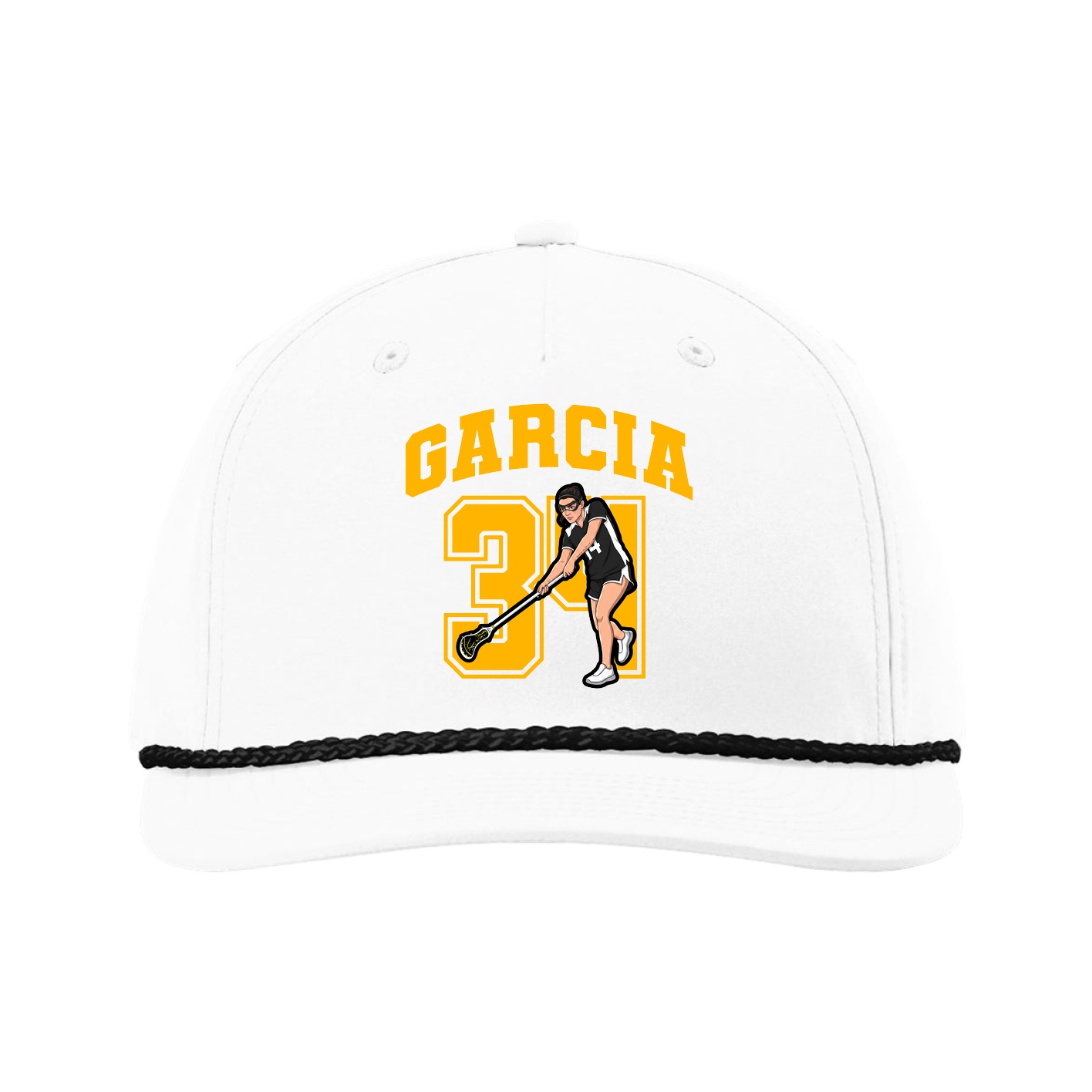 Five-Panel Classic Rope Cap — Number in White