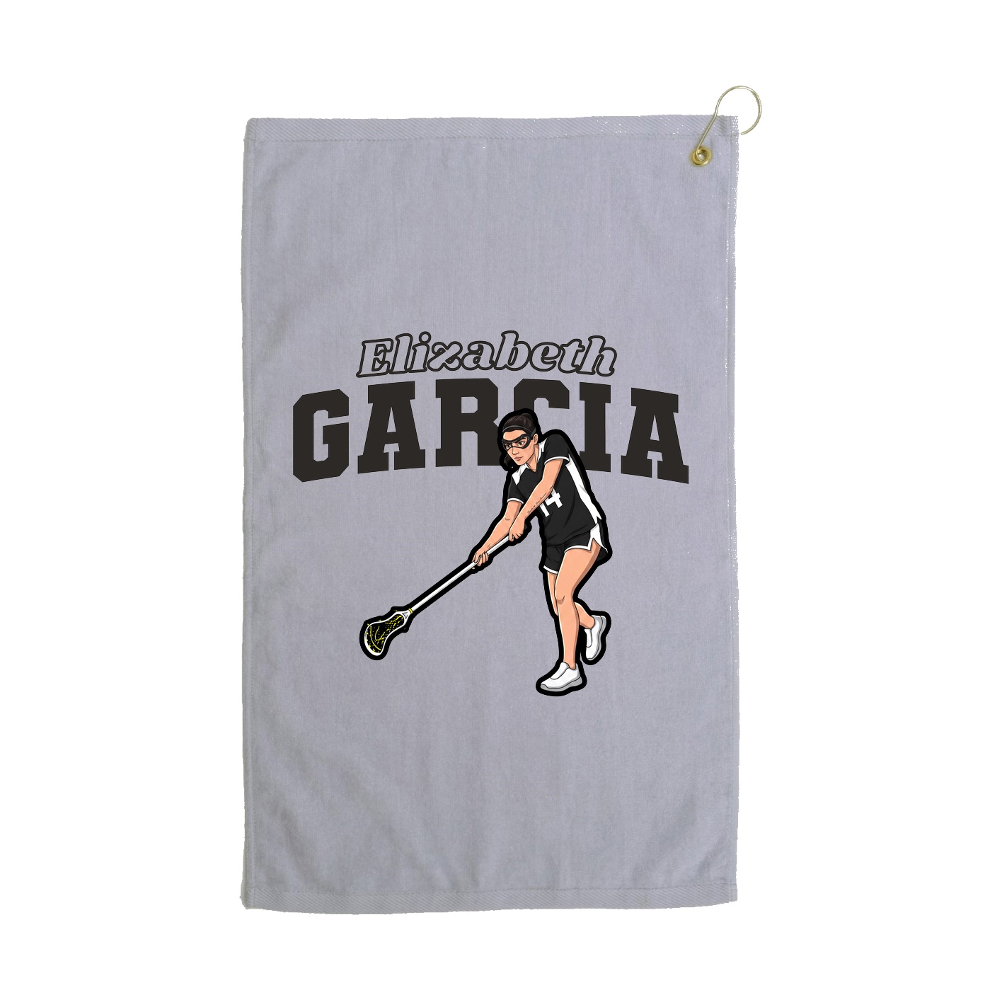 Golf Towel — Name Arch in Grey