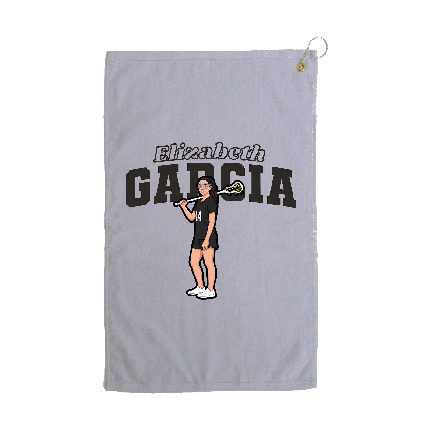 Golf Towel — Name Arch in Grey