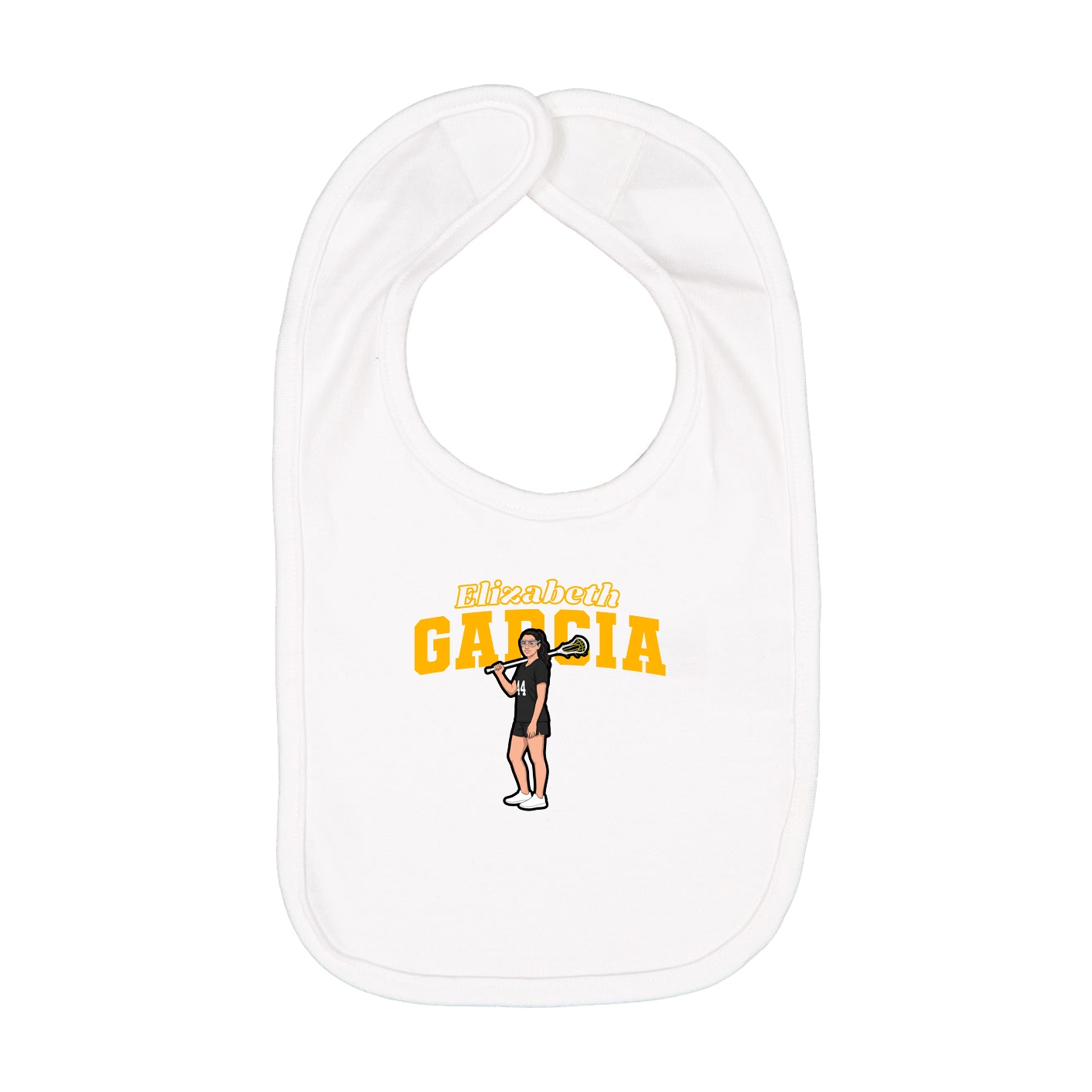 Infant Bib — Name Arch in White