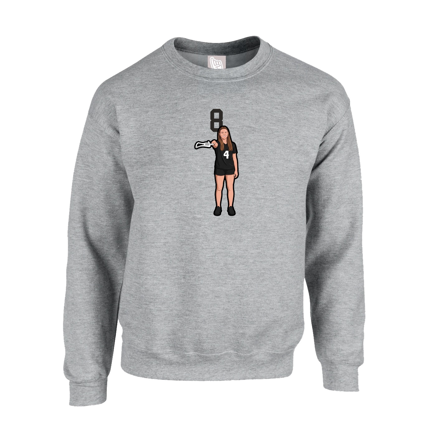 Fleece Crew — Number Top in Grey