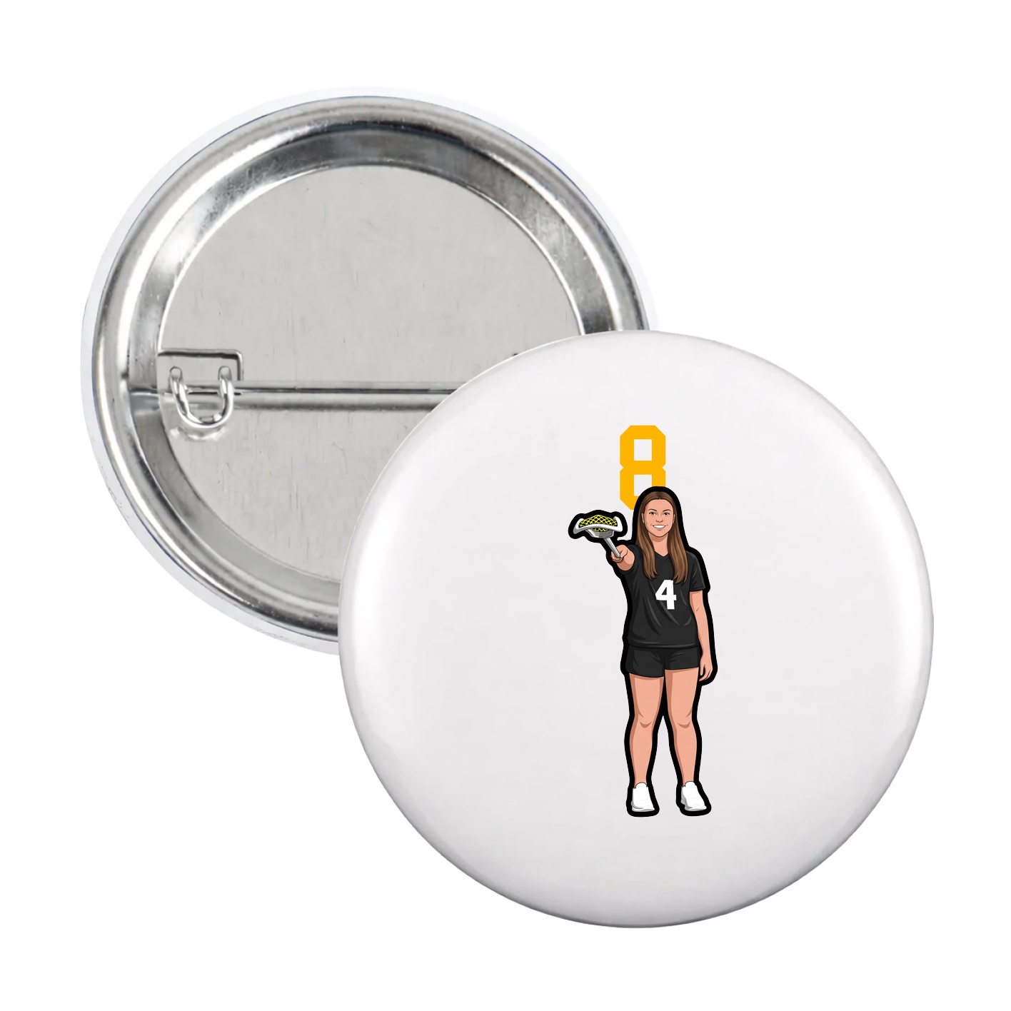 Game Day Button — Number Top in White