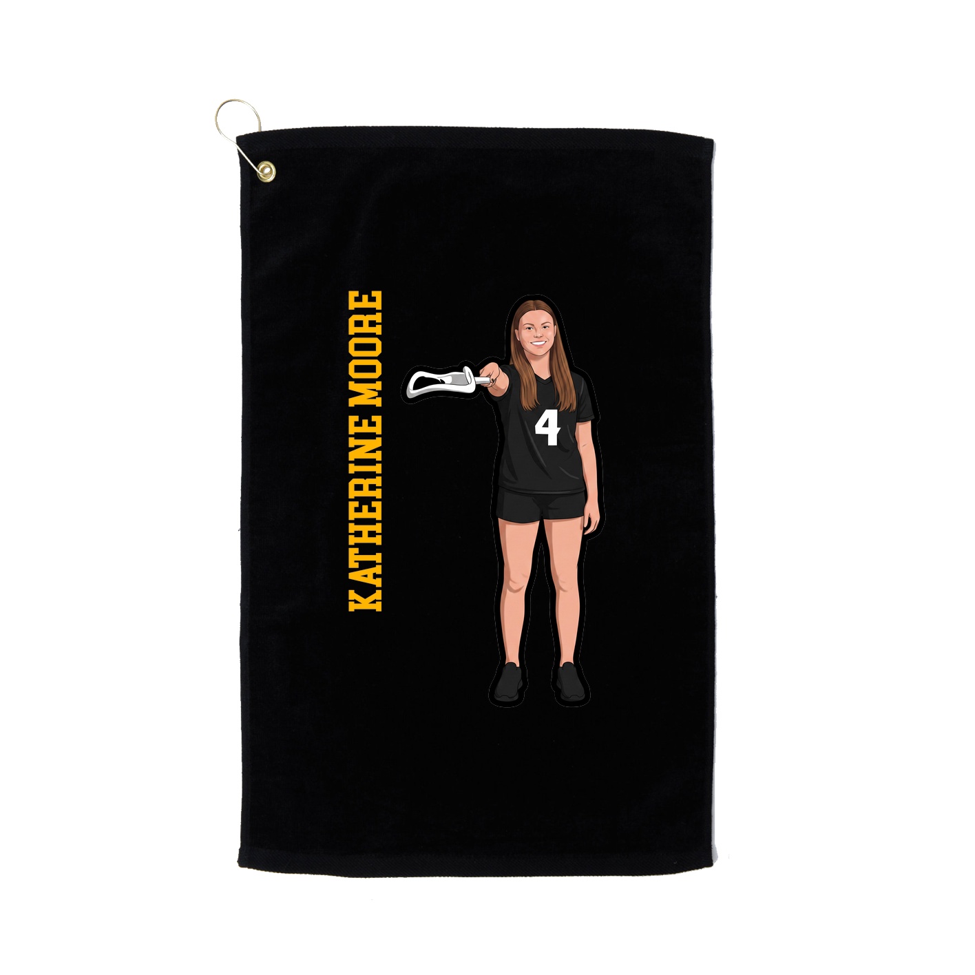 Golf Towel — Name Vertical in Black