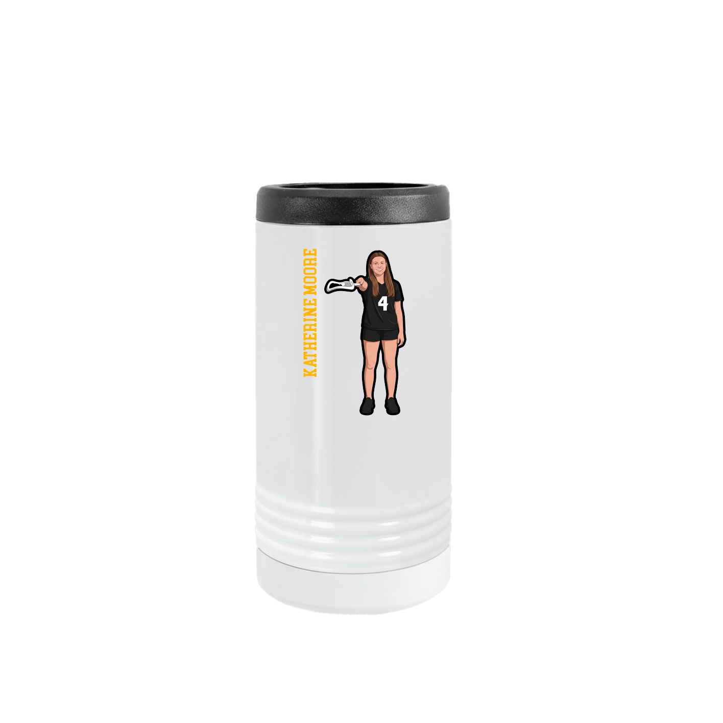 Slim Beverage Holder — Name Vertical in White