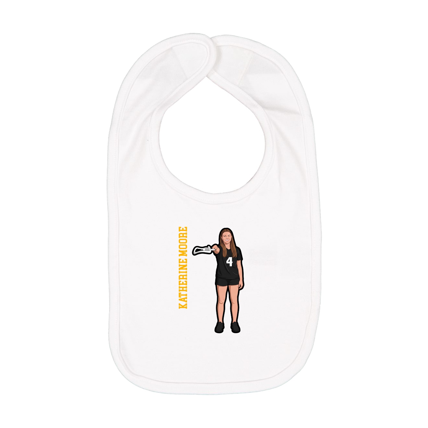 Infant Bib — Name Vertical in White
