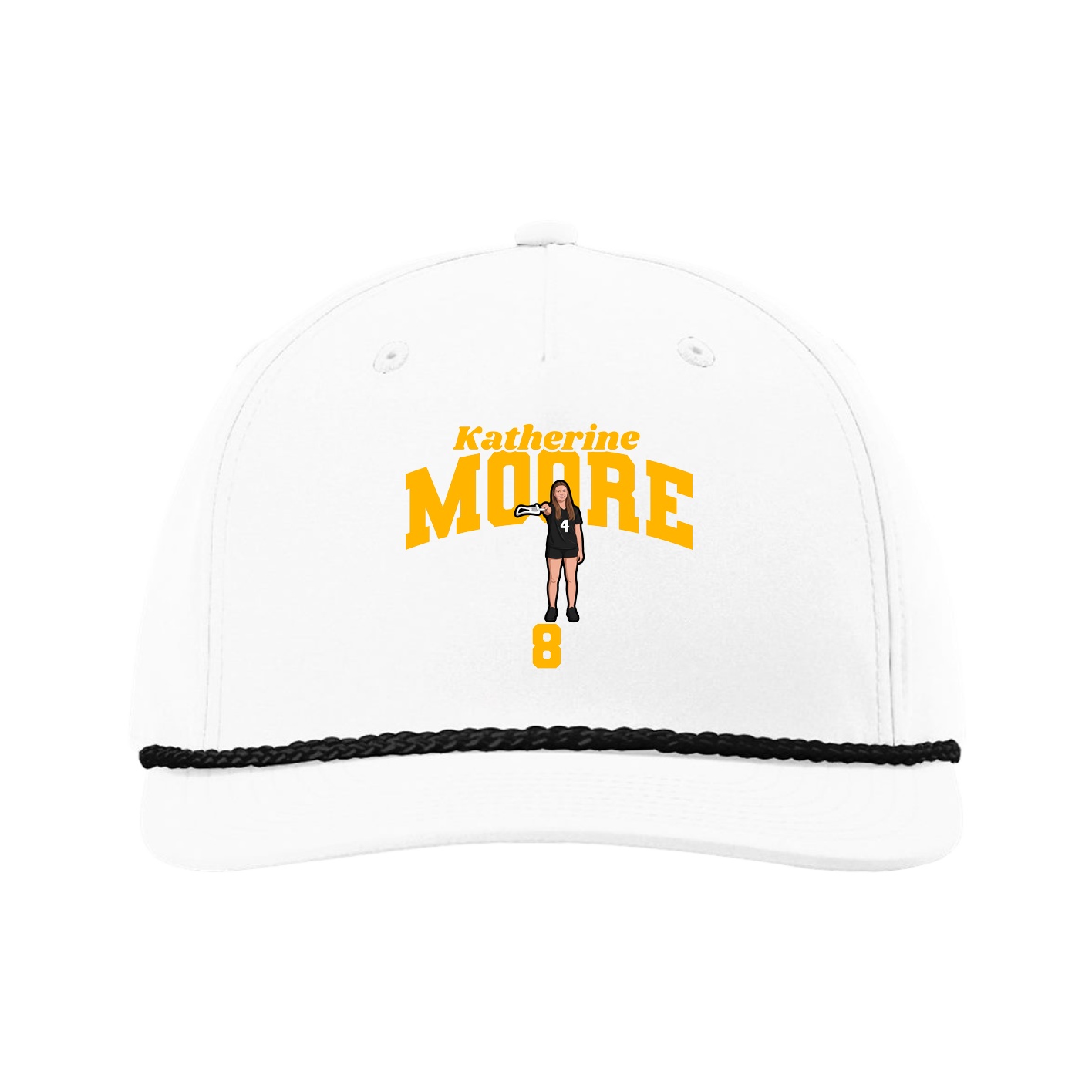 Five-Panel Classic Rope Cap — Signature Arch in White