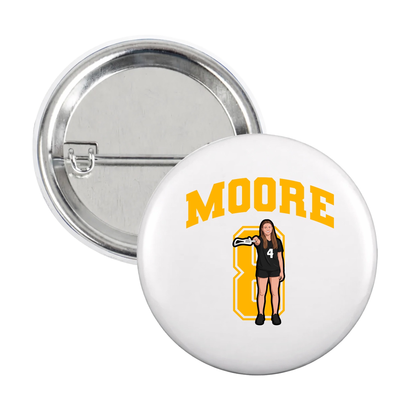 Game Day Button — Number in White