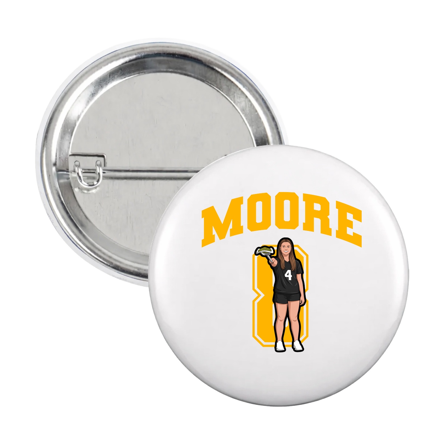 Game Day Button — Number in White