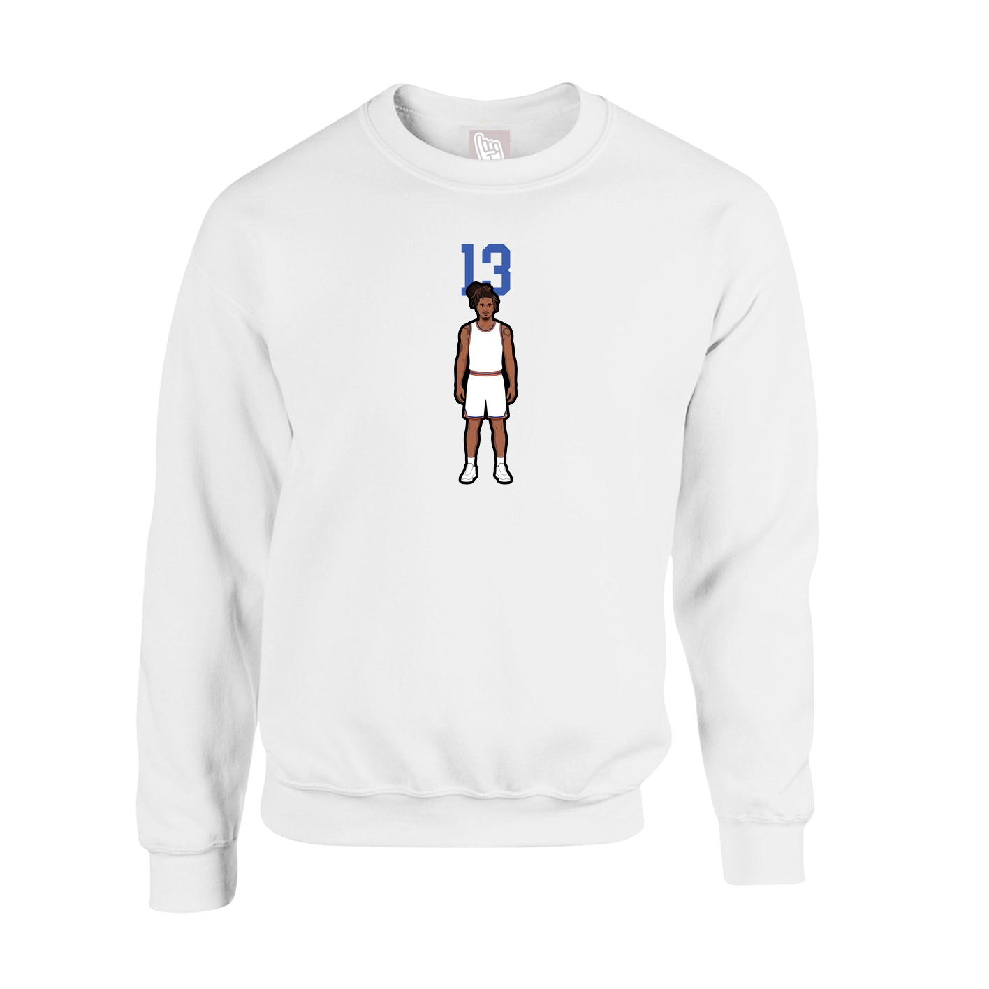 Fleece Crew — Number Top in White
