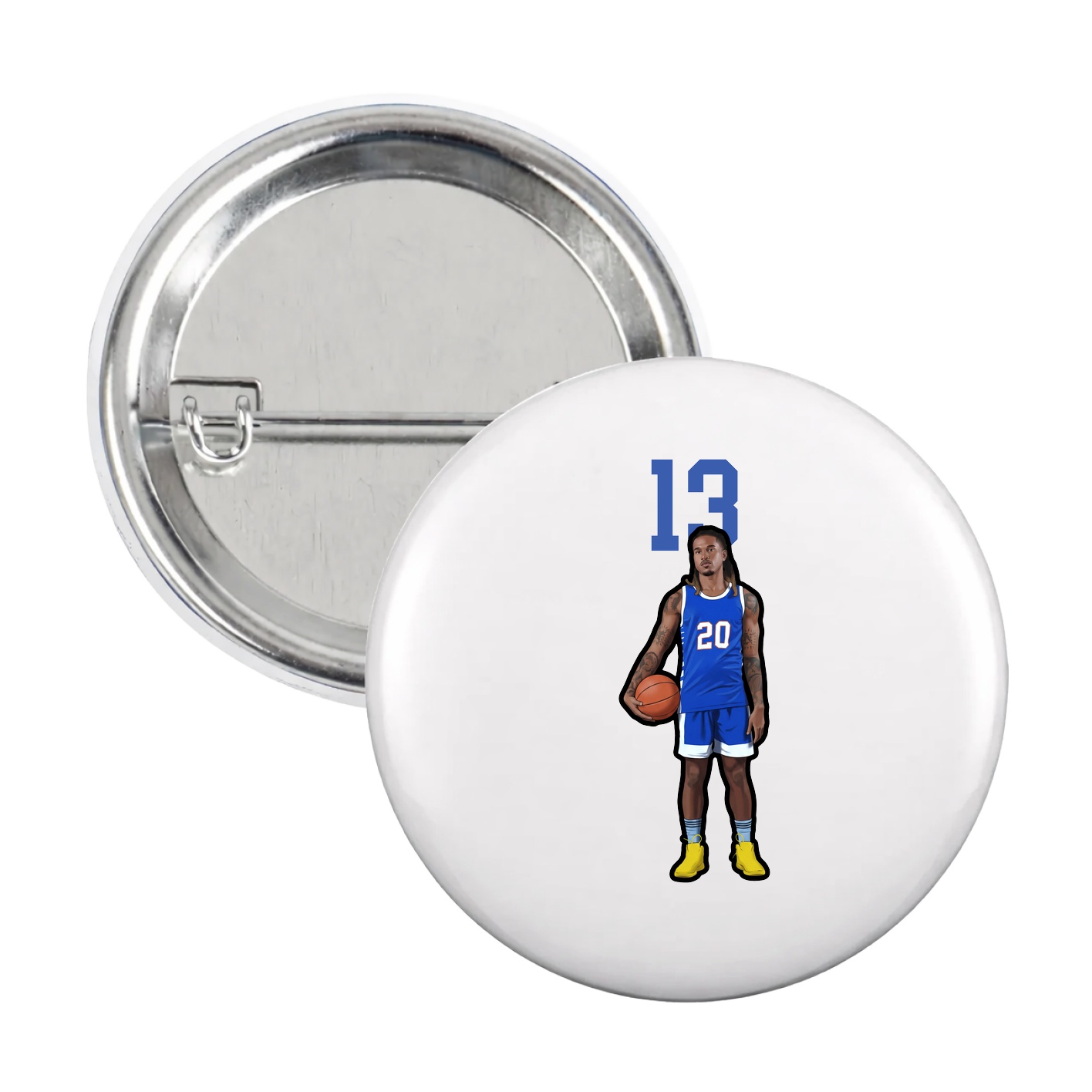 Game Day Button — Number Top in White