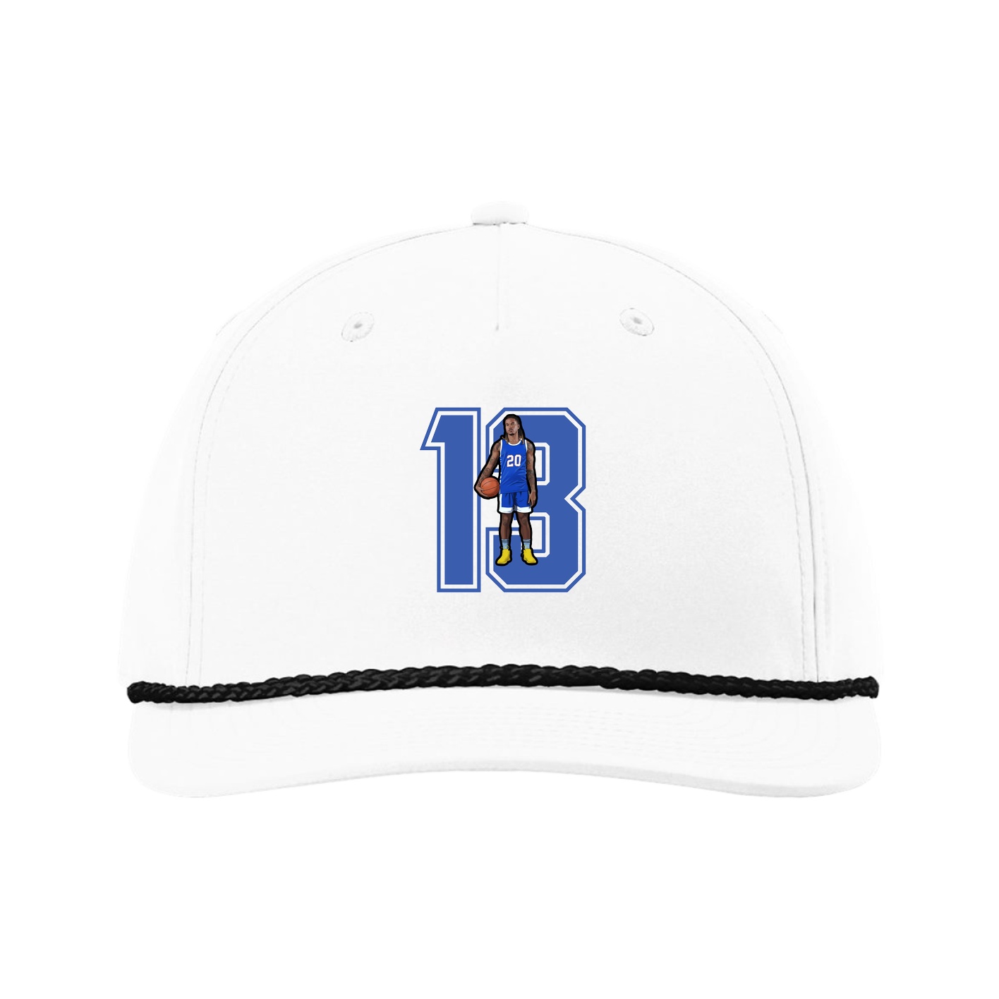 Five-Panel Classic Rope Cap — Number in White