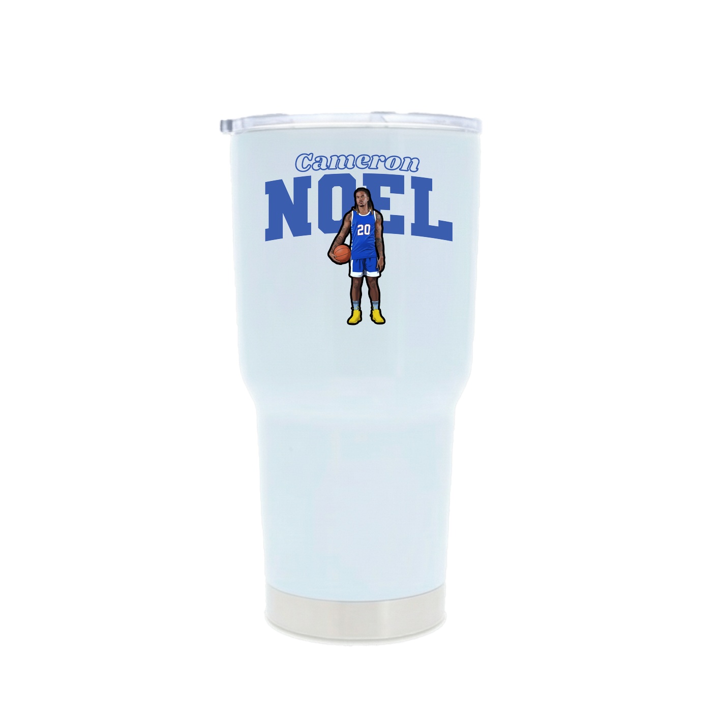 30oz Stainless Steel Tumbler — Name Arch in White