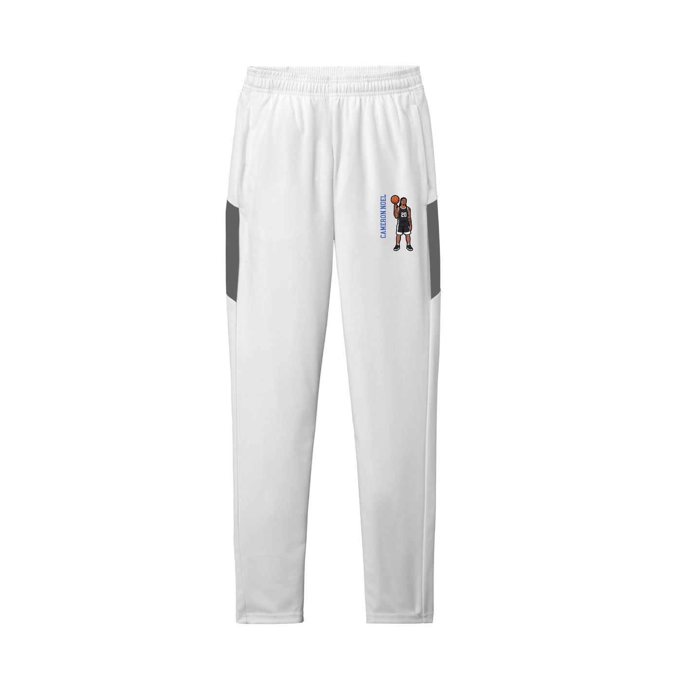 Team Travel Pant — Name Vertical in White/Grey