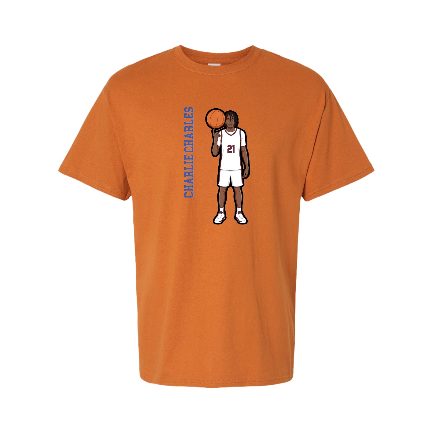 Tee — Name Vertical in Orange