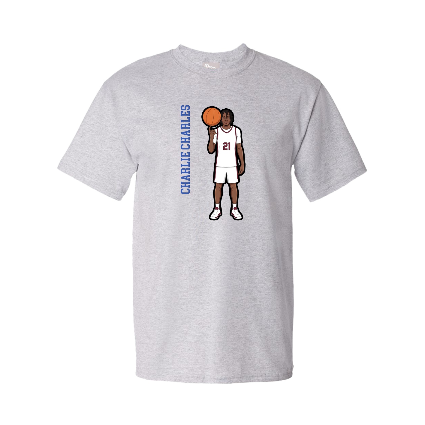 Youth Tee — Name Vertical in Grey