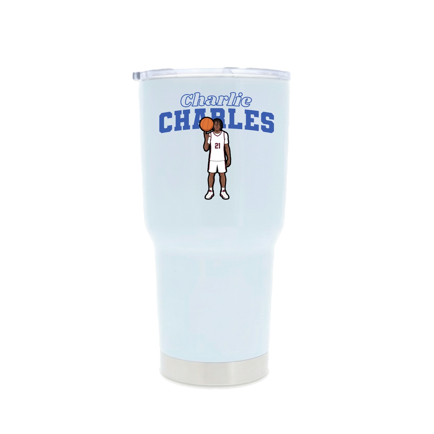 30oz Stainless Steel Tumbler — Name Arch in White