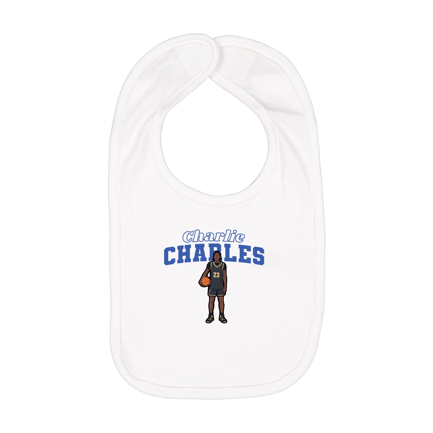 Infant Bib — Name Arch in White
