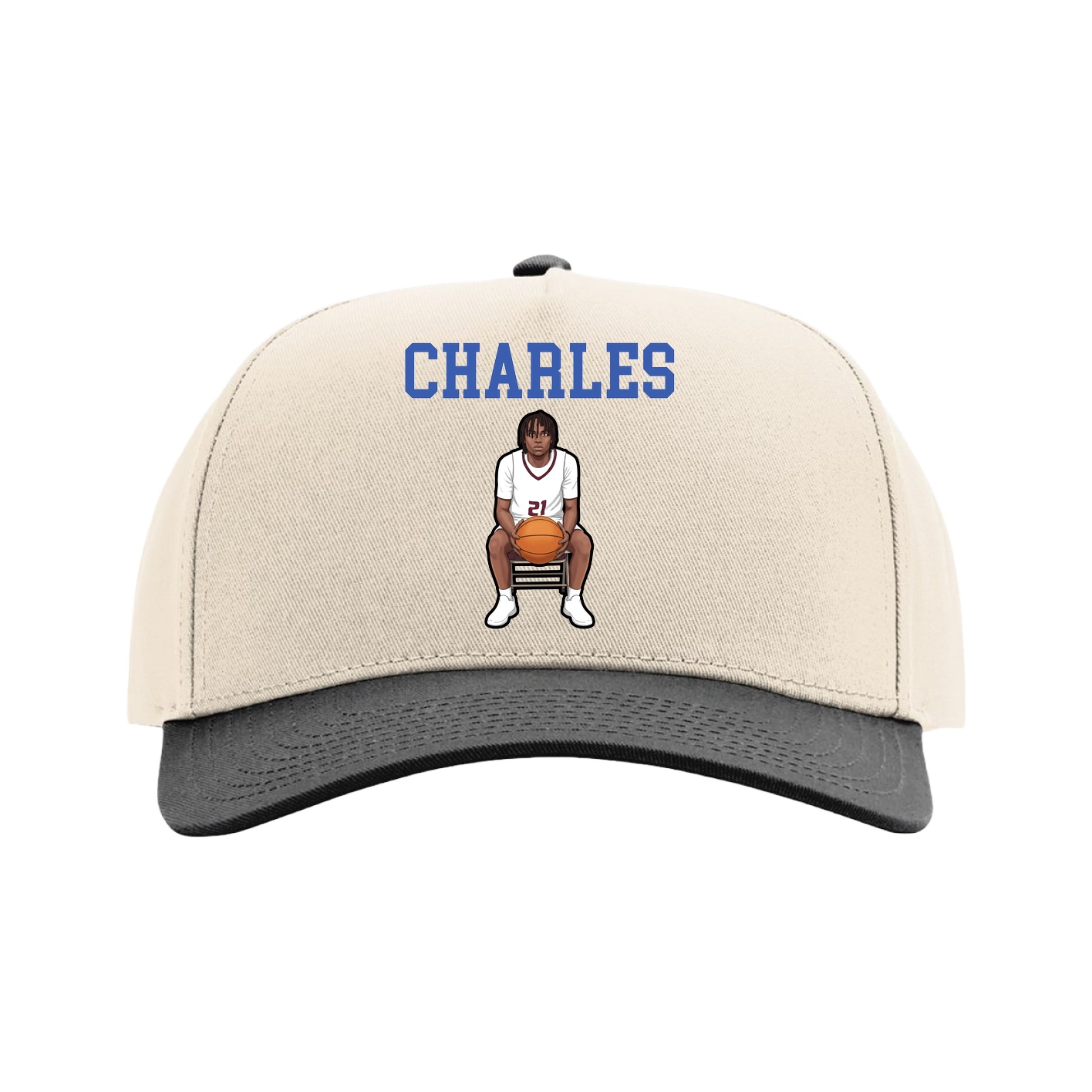 Full Fabric Five-Panel Champ Cap — Shirsey in Cream/Black