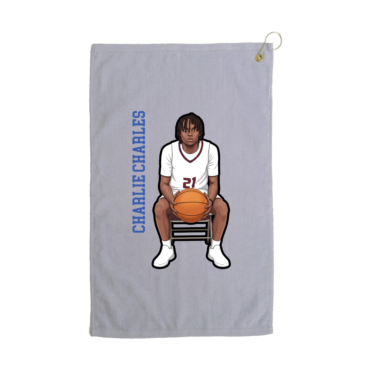 Golf Towel — Name Vertical in Grey