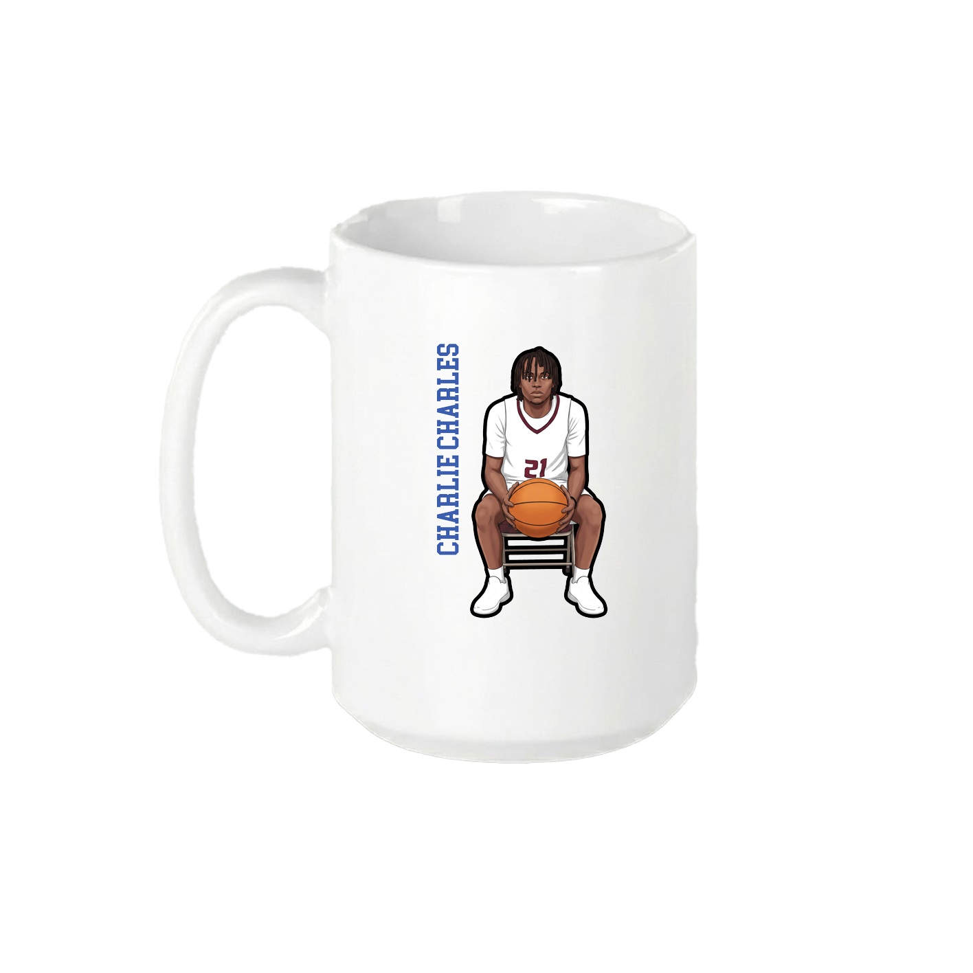 15oz Coffee Mug — Name Vertical in White
