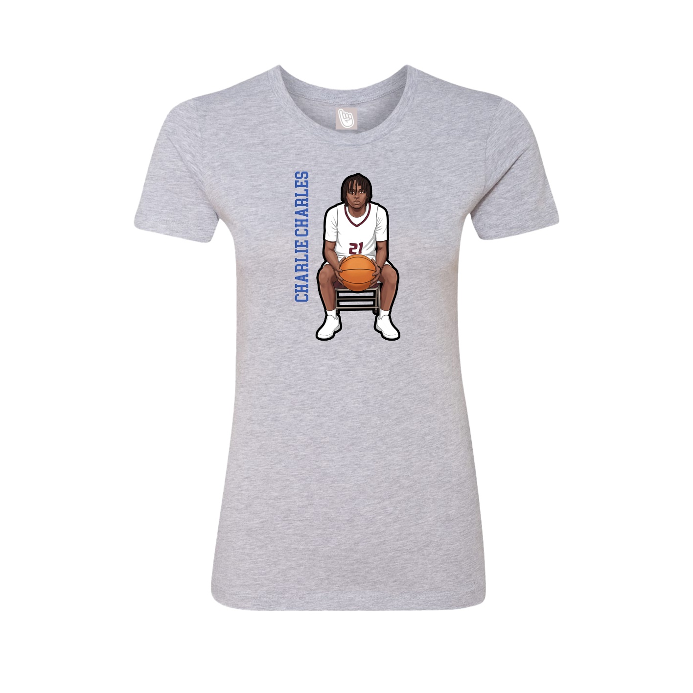 Fitted Women's Tee — Name Vertical in Grey