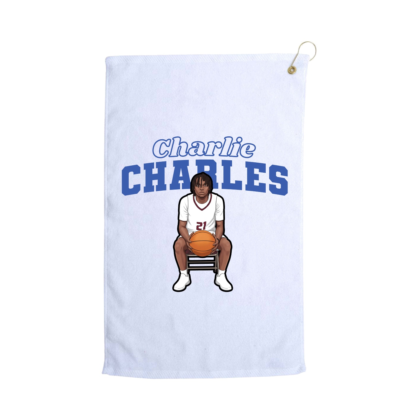 Golf Towel — Name Arch in White