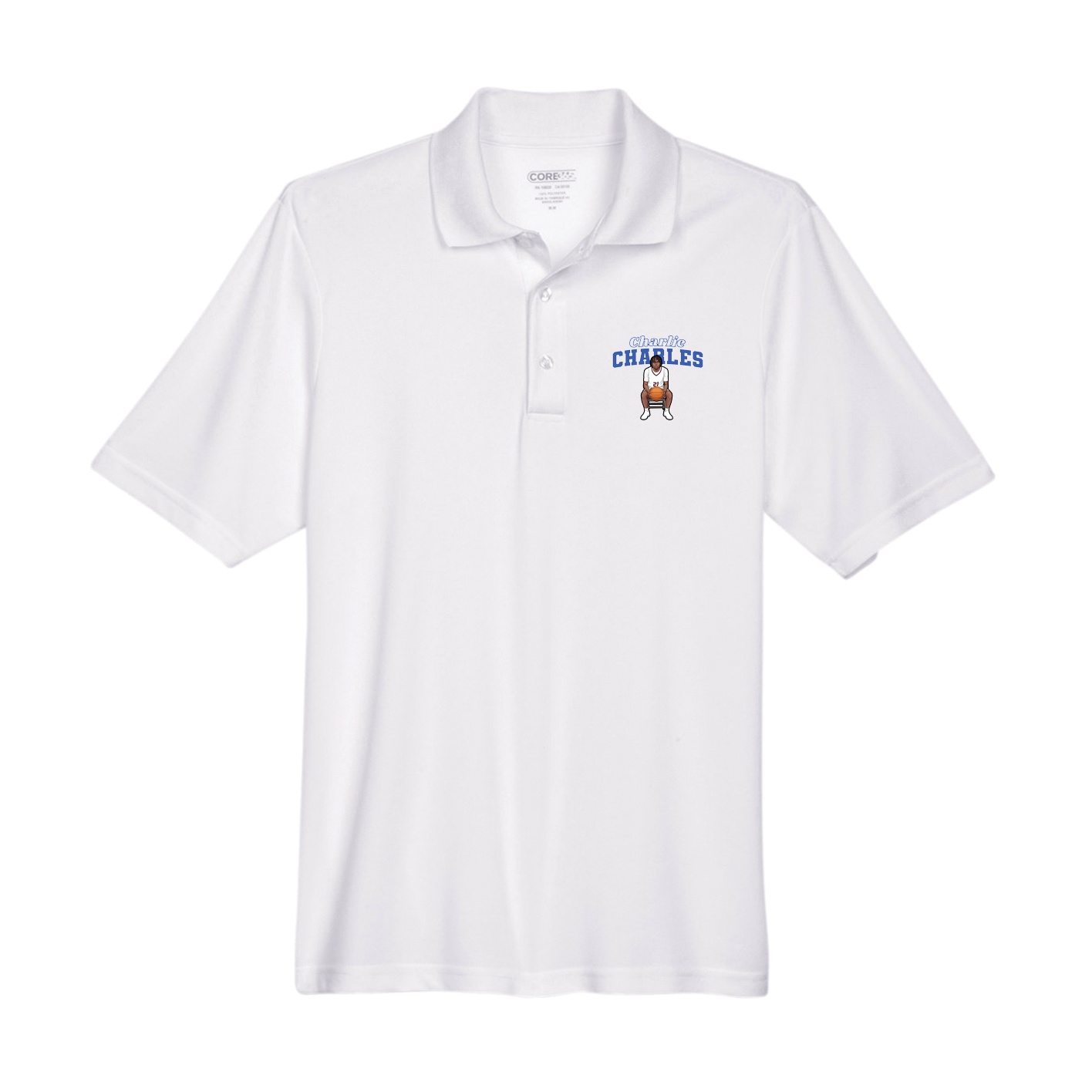 Performance Polo — Name Arch in White