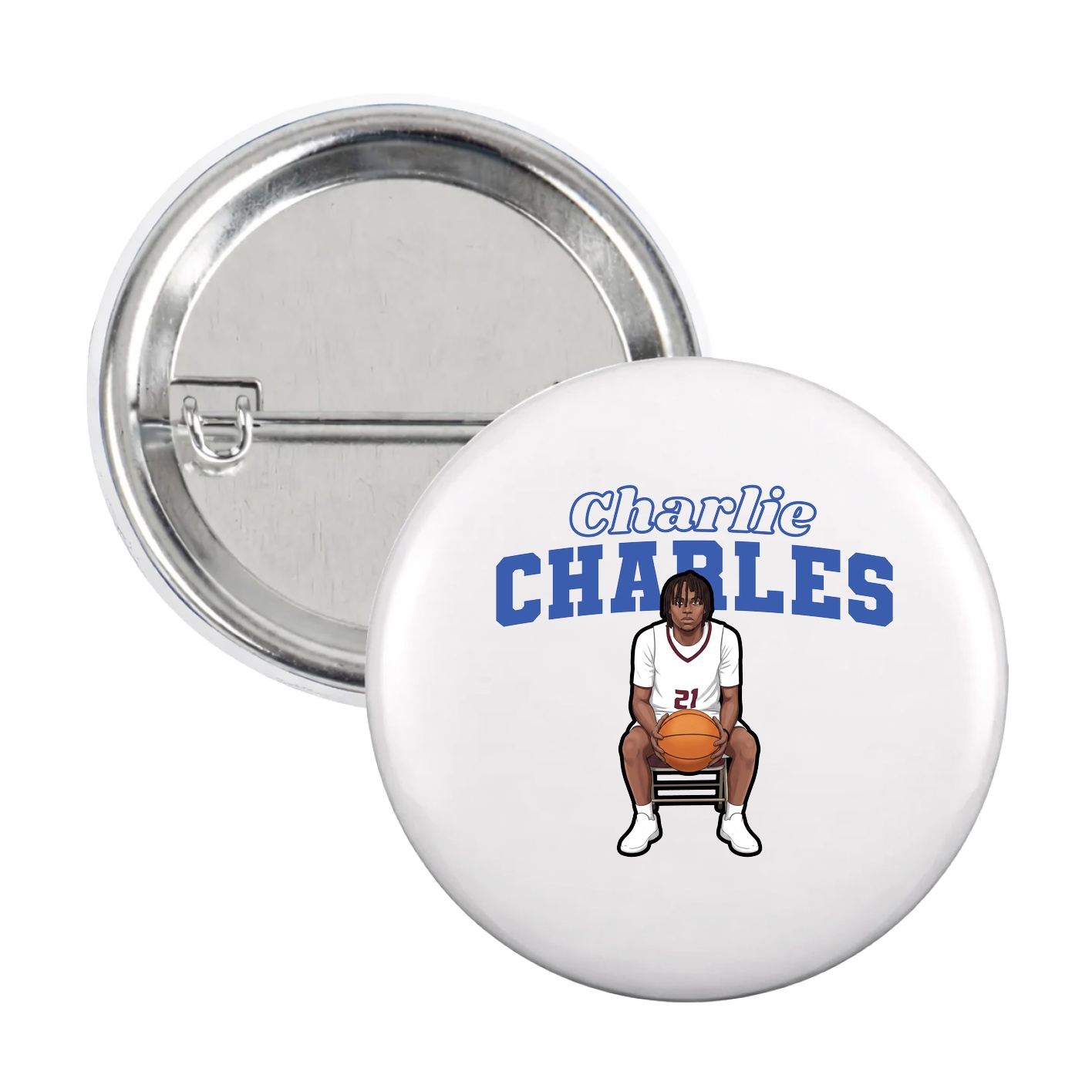 Game Day Button — Name Arch in White