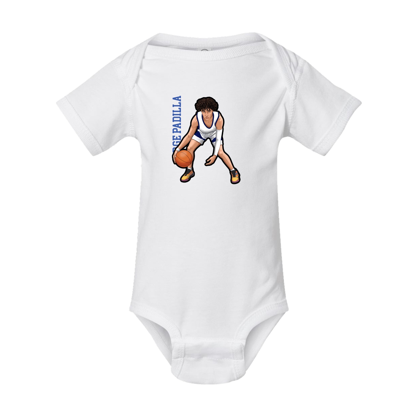 Baby Onesie — Name Vertical in White