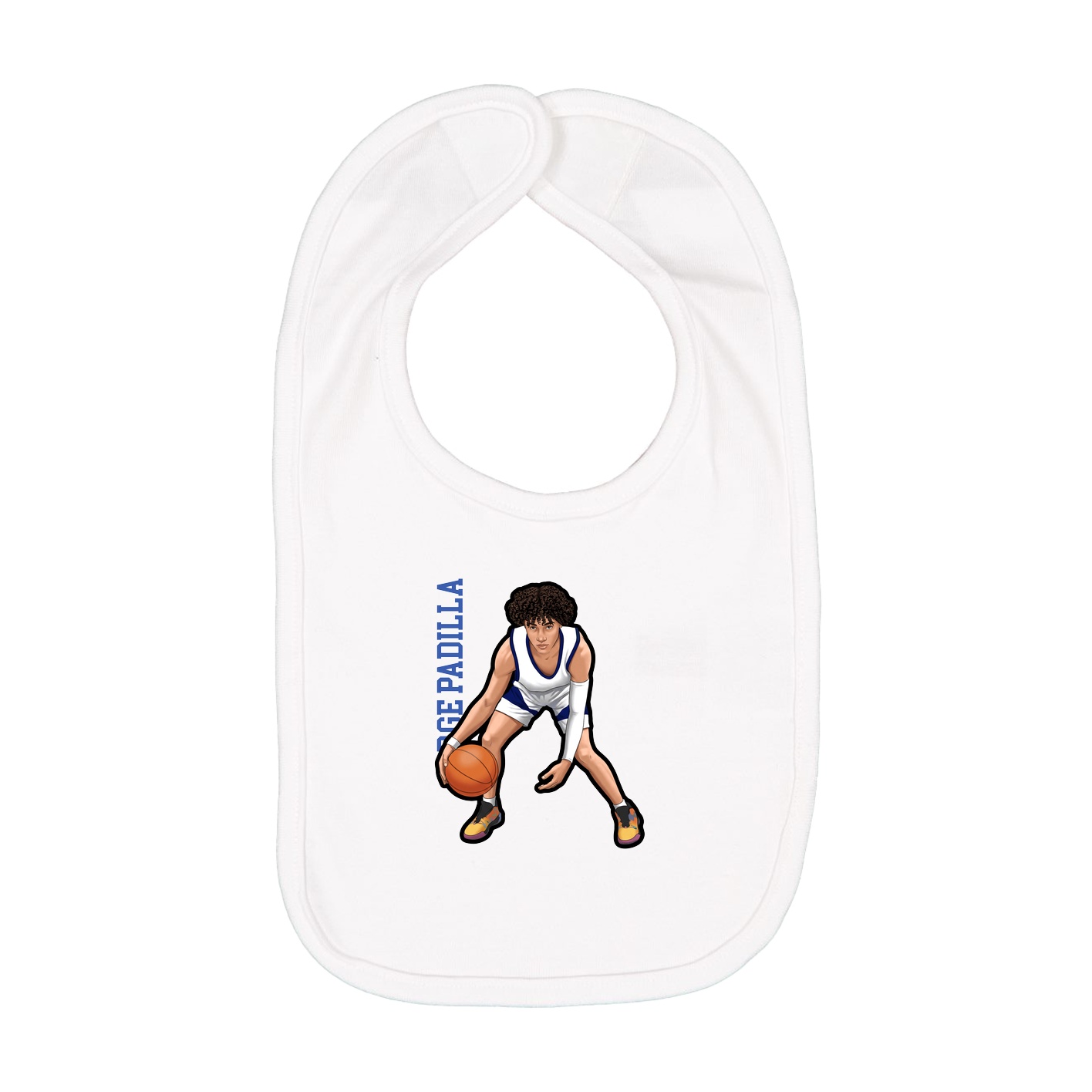 Infant Bib — Name Vertical in White
